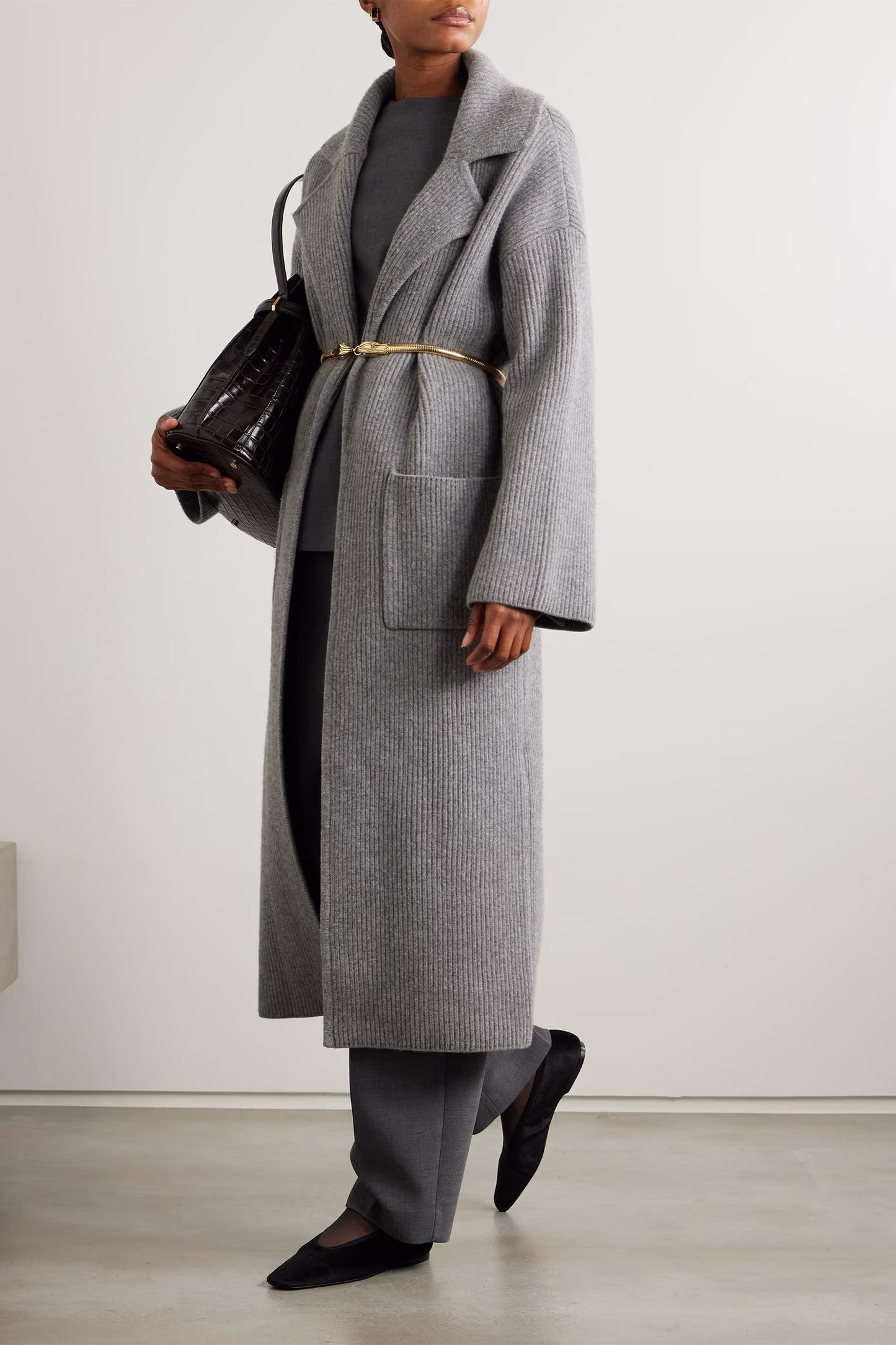 Ribbed wool-blend coat