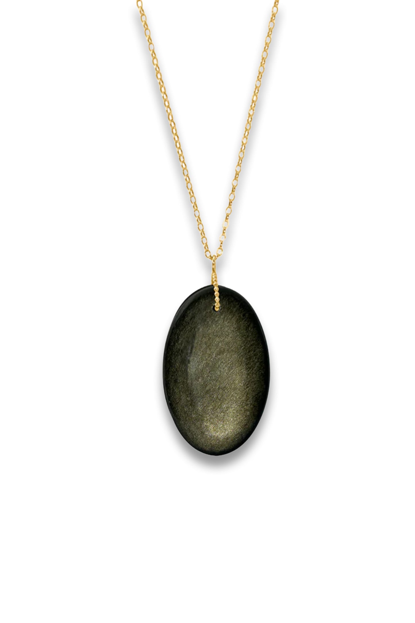 Raw Golden Obsidian Pebble Amulet