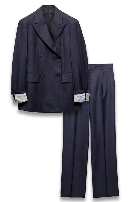 Double-Breasted Pinstriped Wool Jacket And Wool Pinstripe Pants