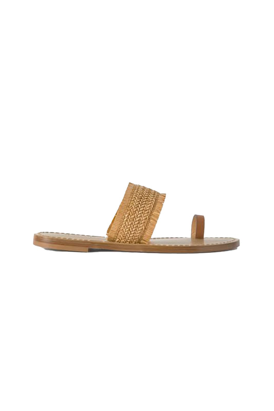Shela Woven Raffia and Leather Sandals
