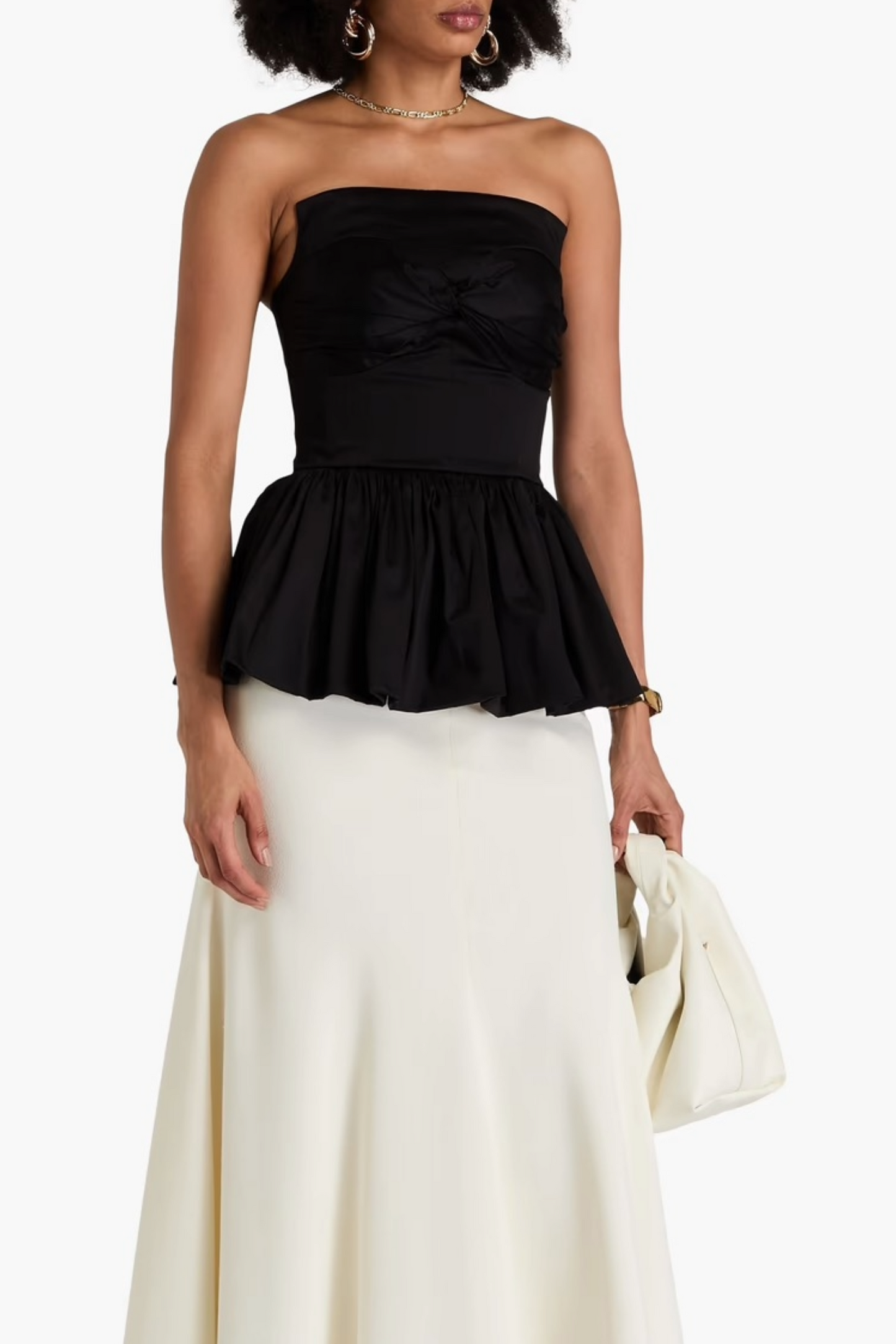 Tamie Strapless Twisted Cotton-blend Sateen Top