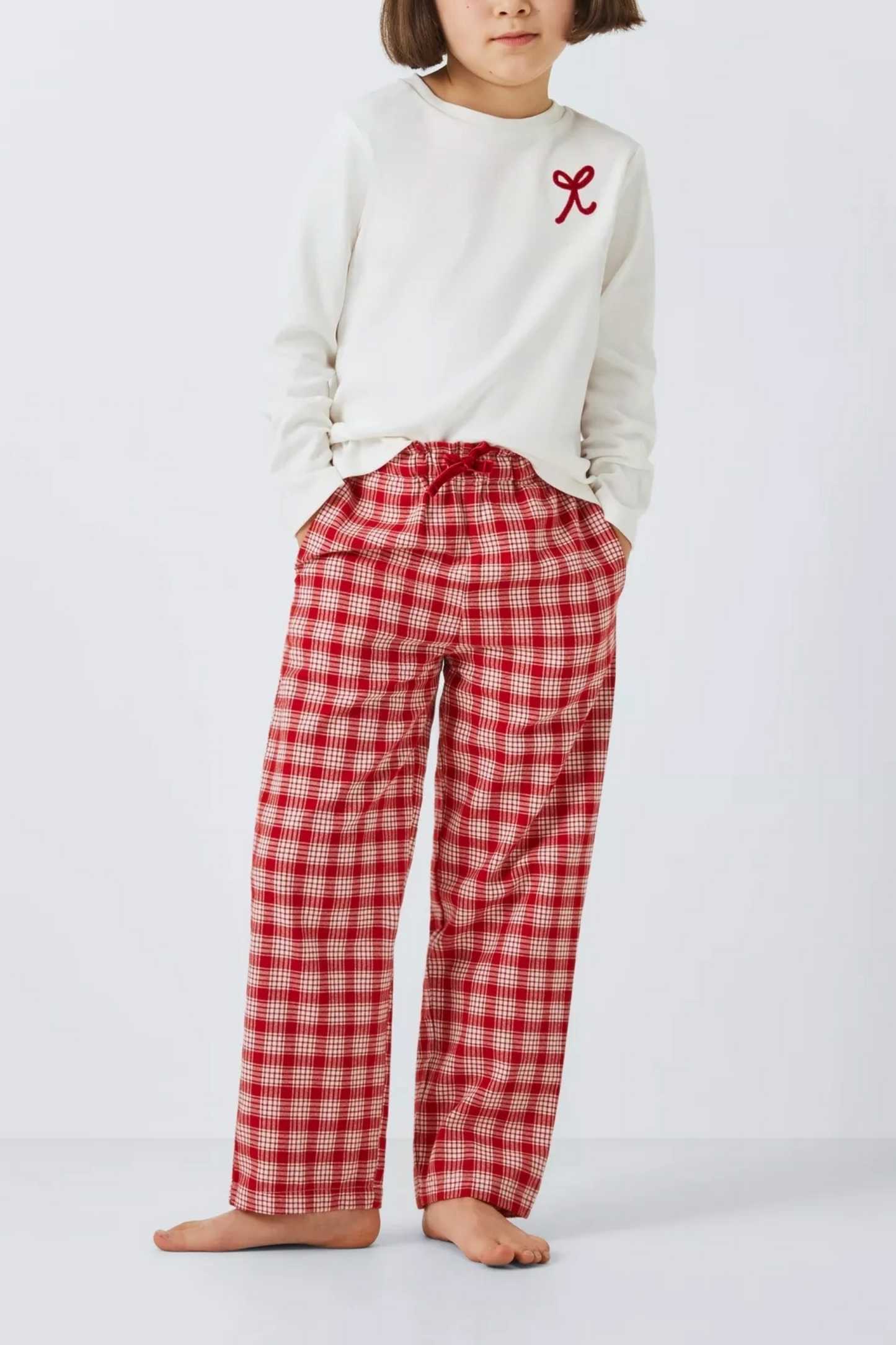 Kids' Bow and Check Pyjamas, Red