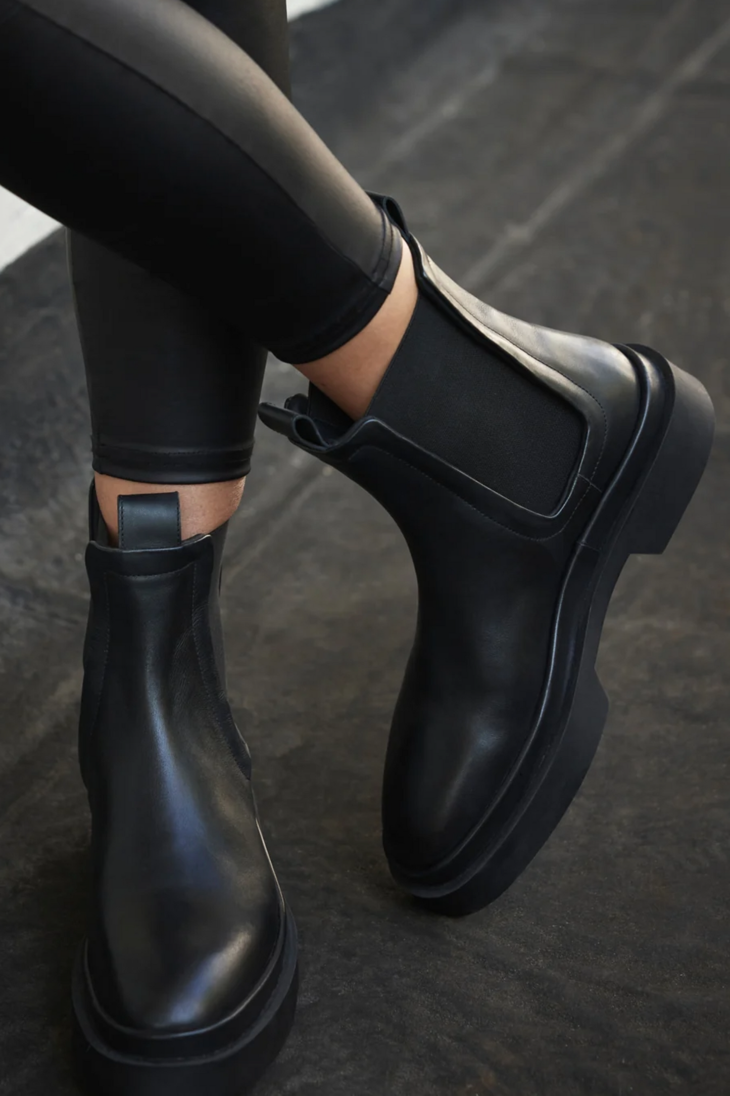 Black Leather Chelsea Boots