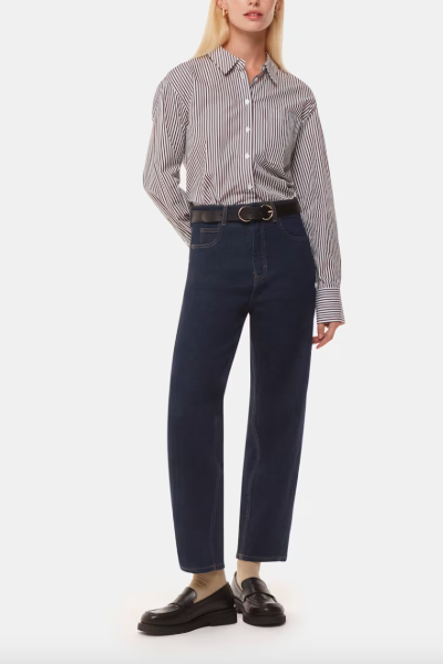 Dark Denim Stretch Barrel Leg Jean