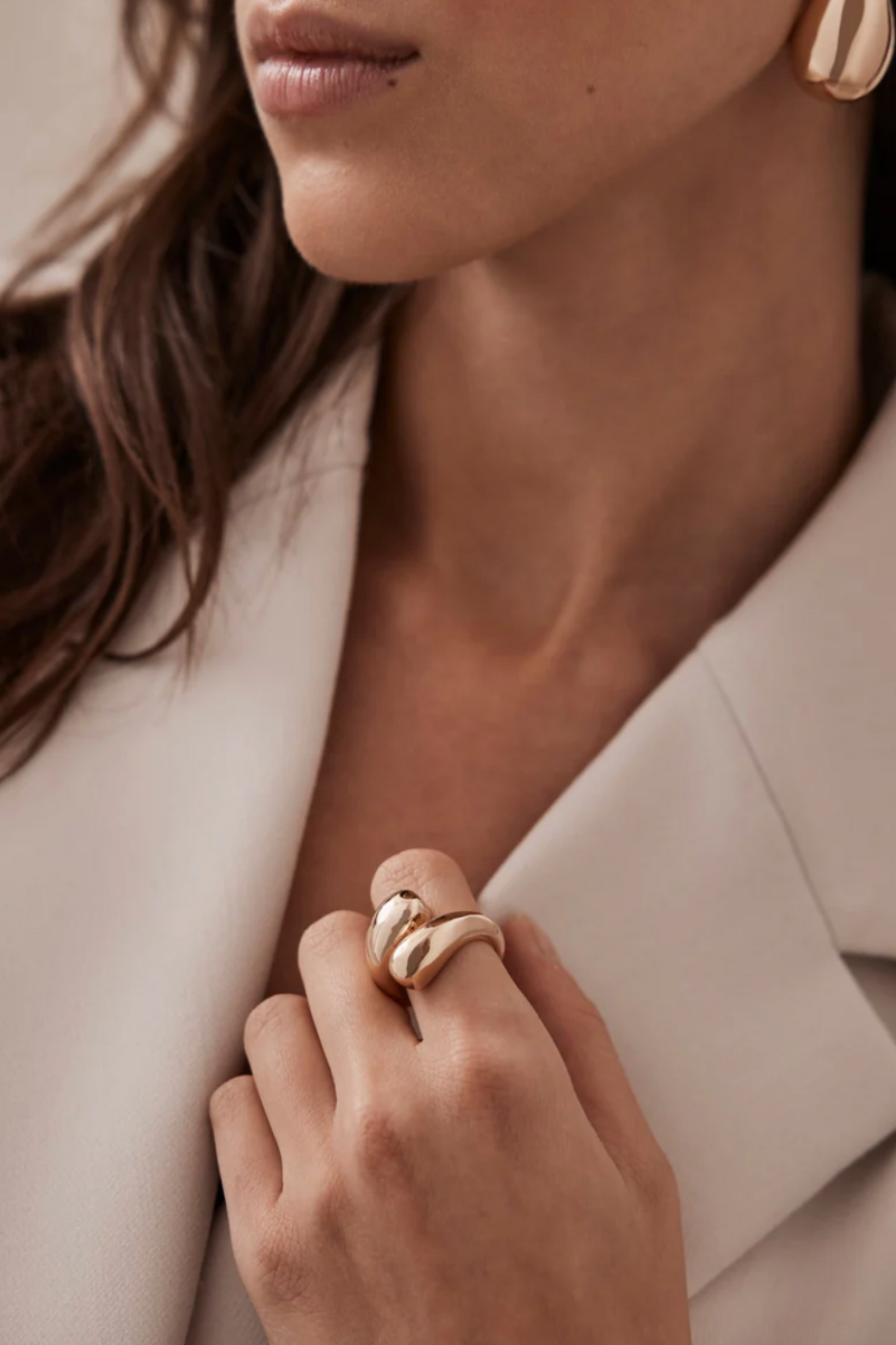 Gold Tone Curved Ring