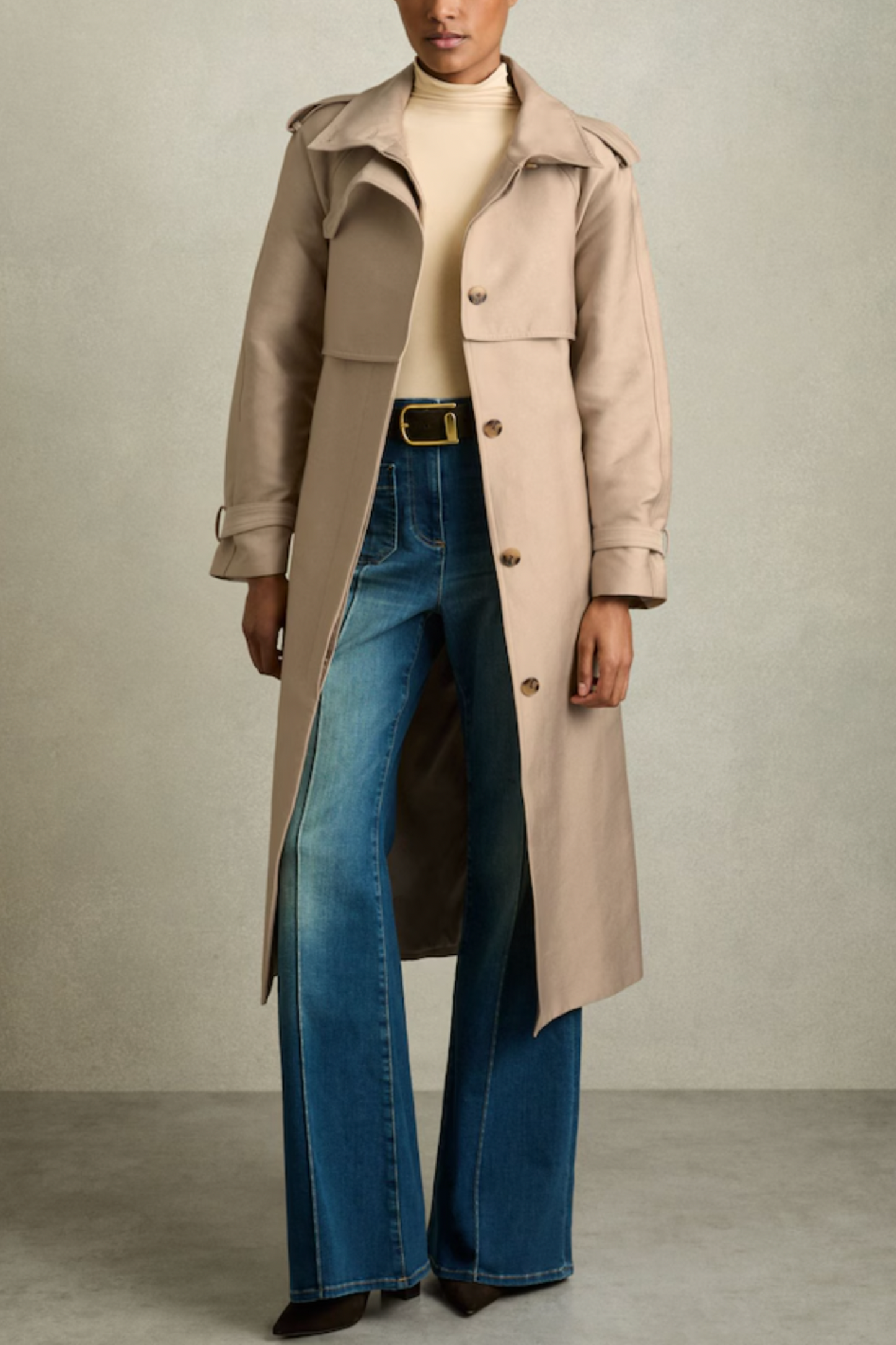 Petite Gabardine Trench Coat with Cotton in Neutral