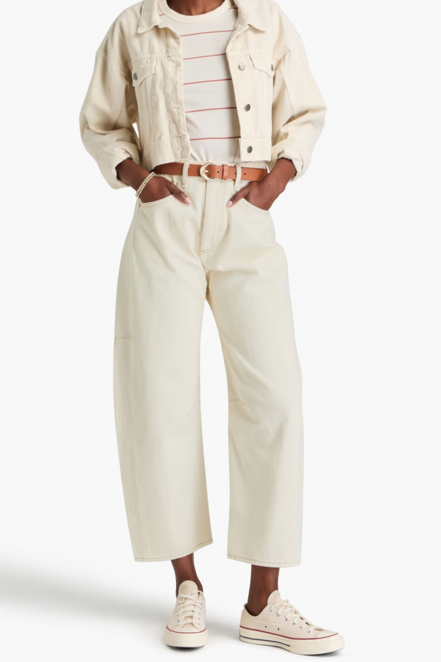 Charlie Cropped High-Rise Barrel-Leg Jeans