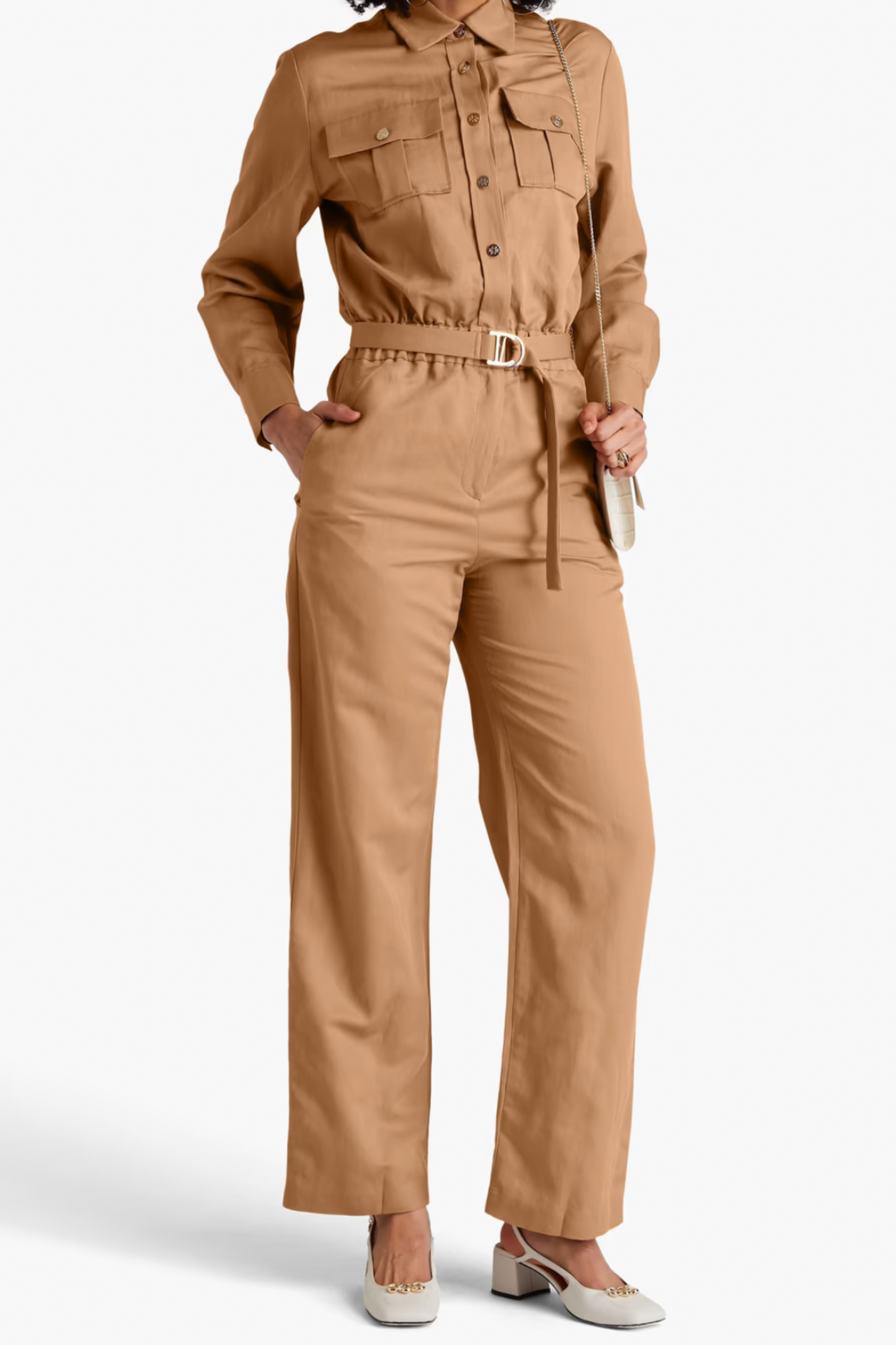 Belted Twill Jumpsuit