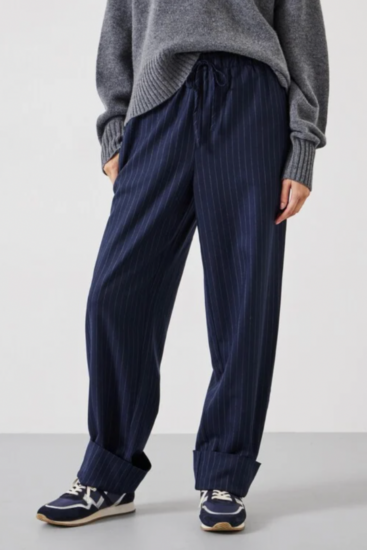 Pinstripe Wool Blend Trouser