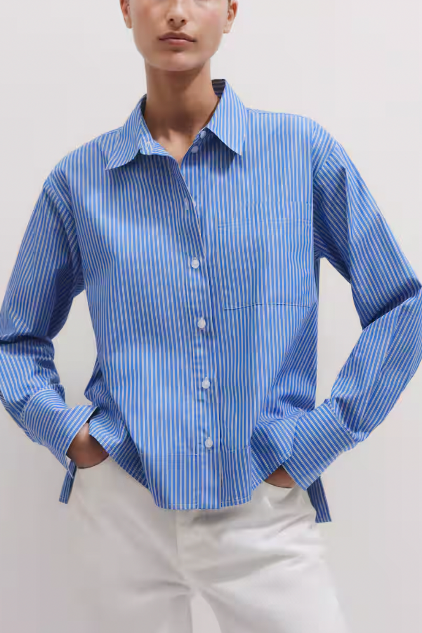 Bright Cotton Stripe Crop Shirt