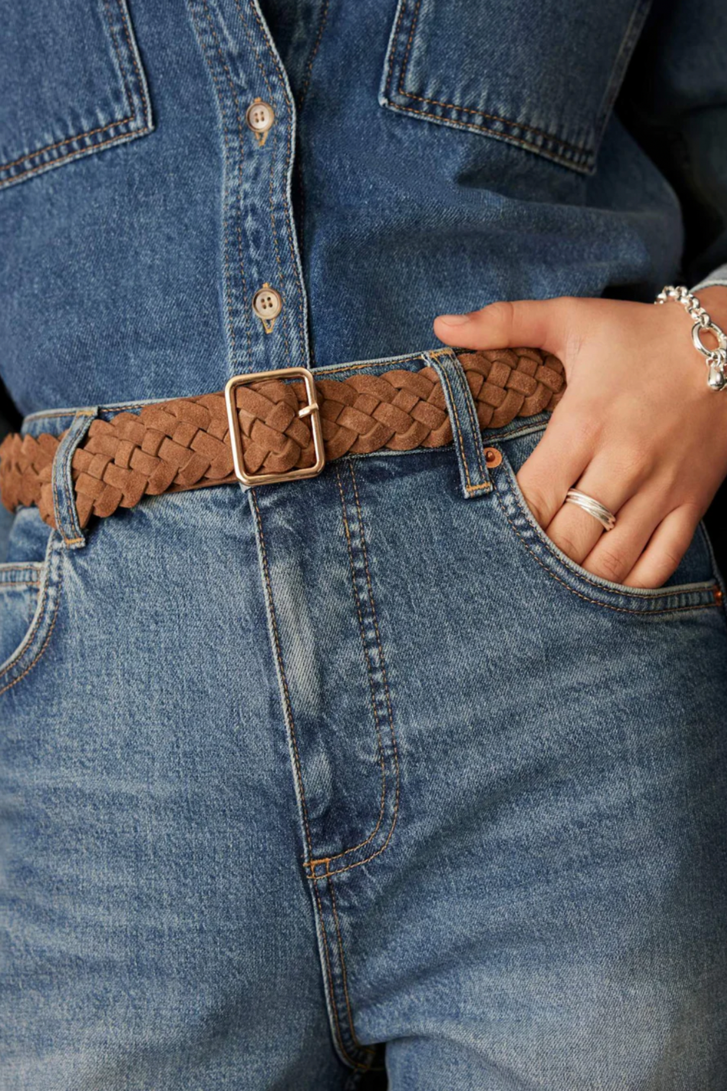 Tan Suede Woven Belt