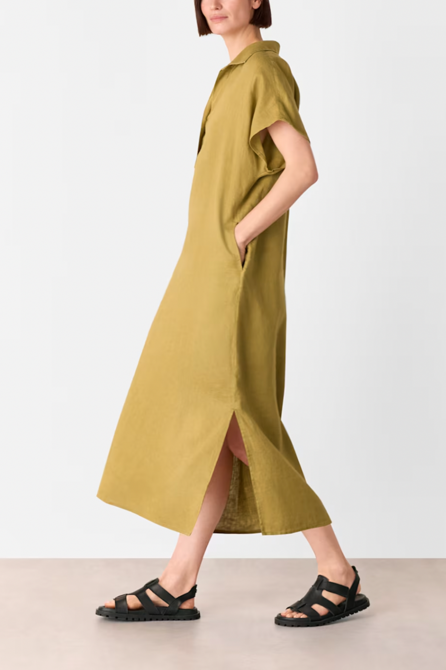 Olive Maddie Linen Shirt Dress