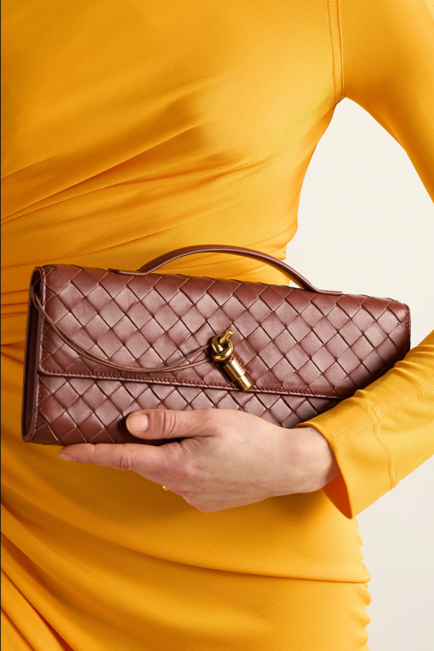 Long Andiamo Intrecciato Leather Clutch