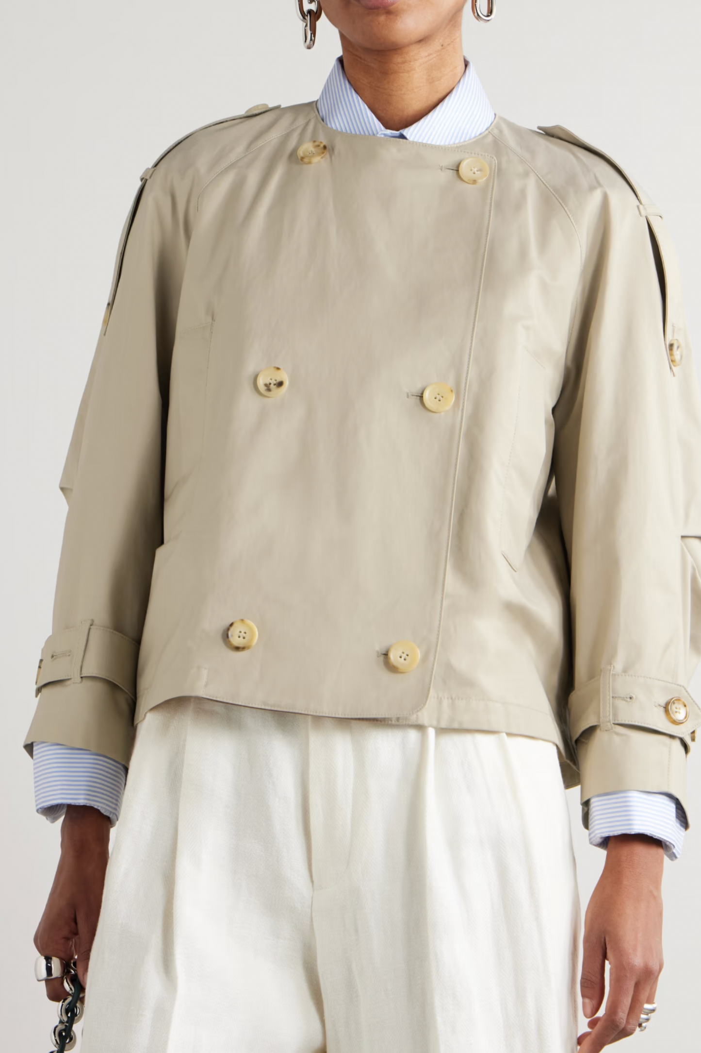 Jim Double-Breasted Cropped Cotton-Blend Gabardine Trench Coat