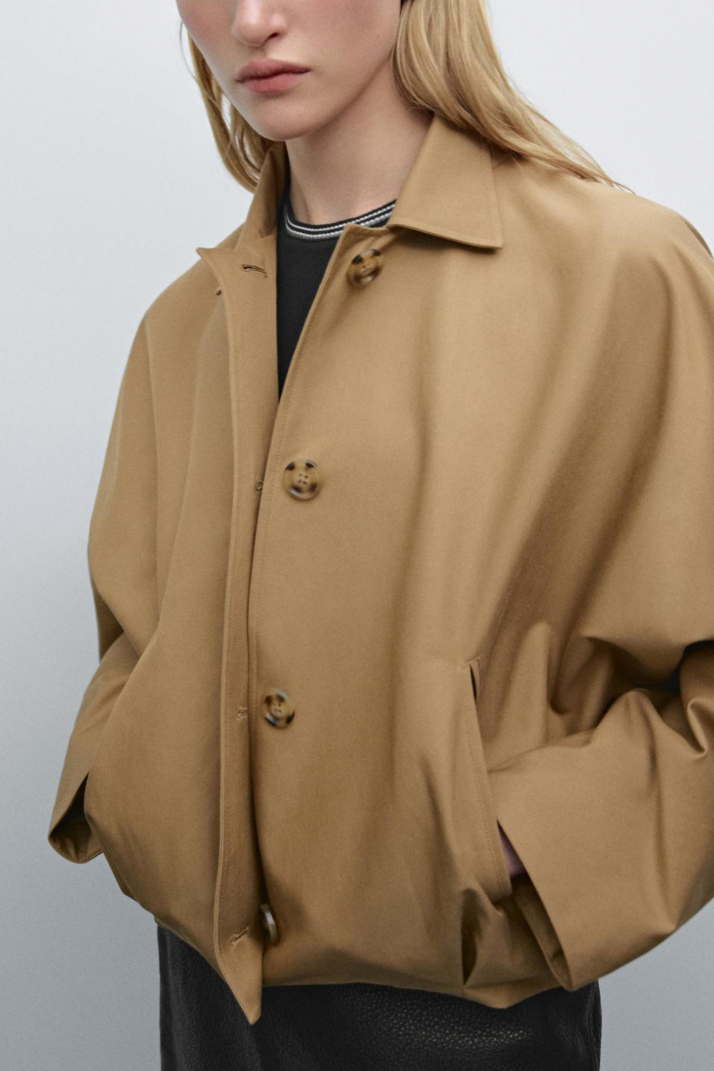 Oversize Cotton Blend Cape Jacket