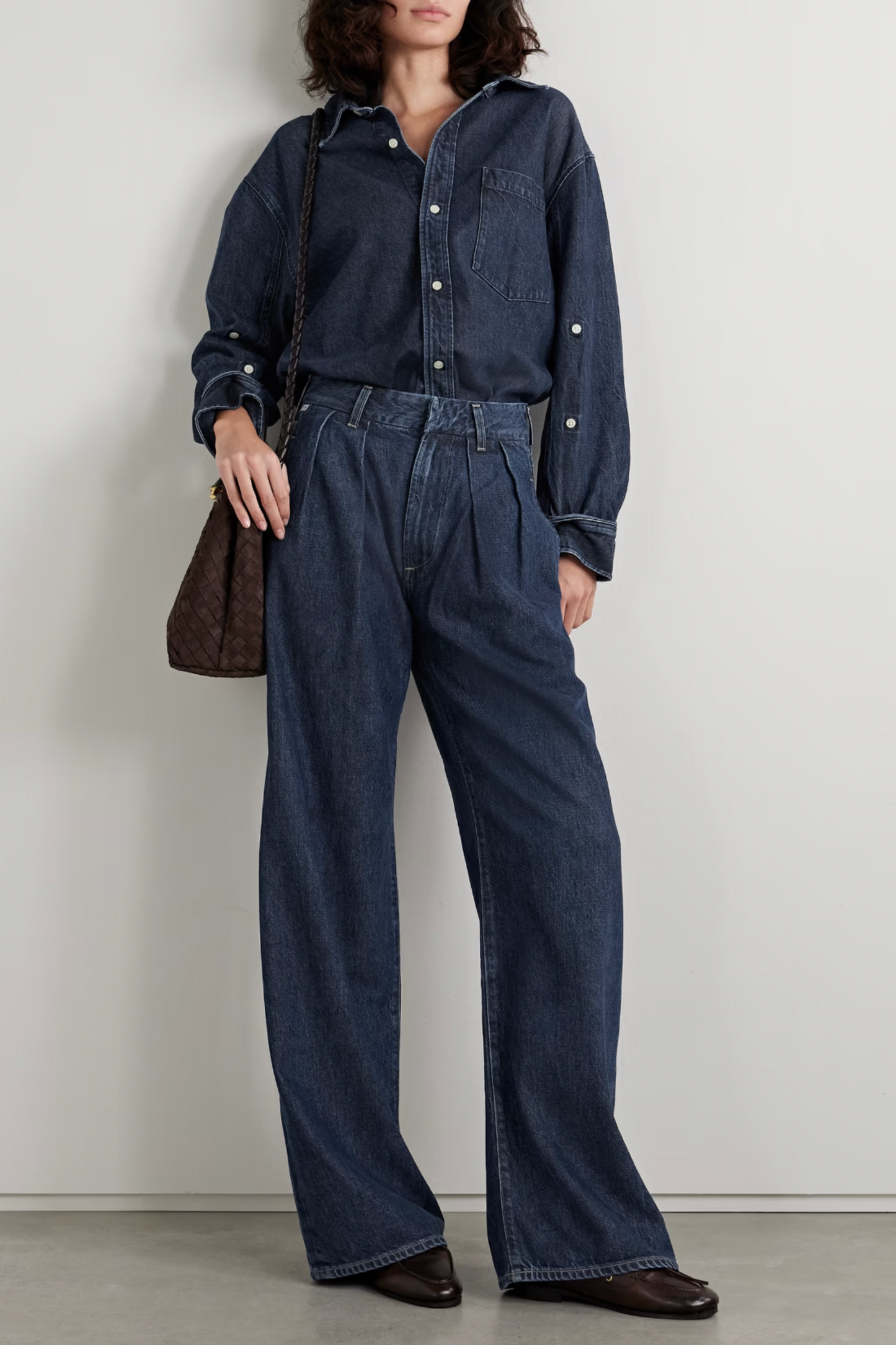 Petra Pleated High-Rise Wide-Leg Jeans
