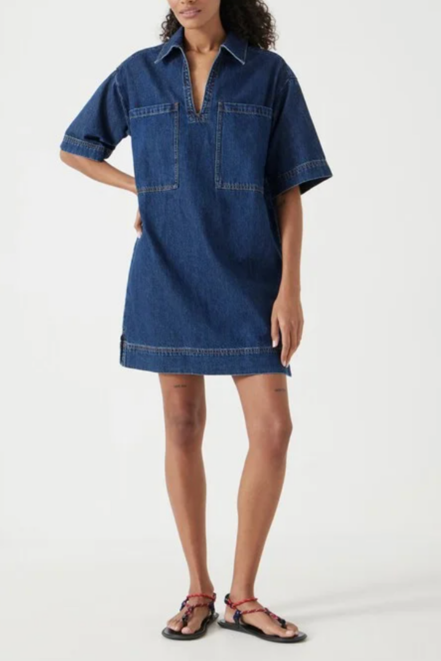 Alma Denim Contrast T-Shirt Dress