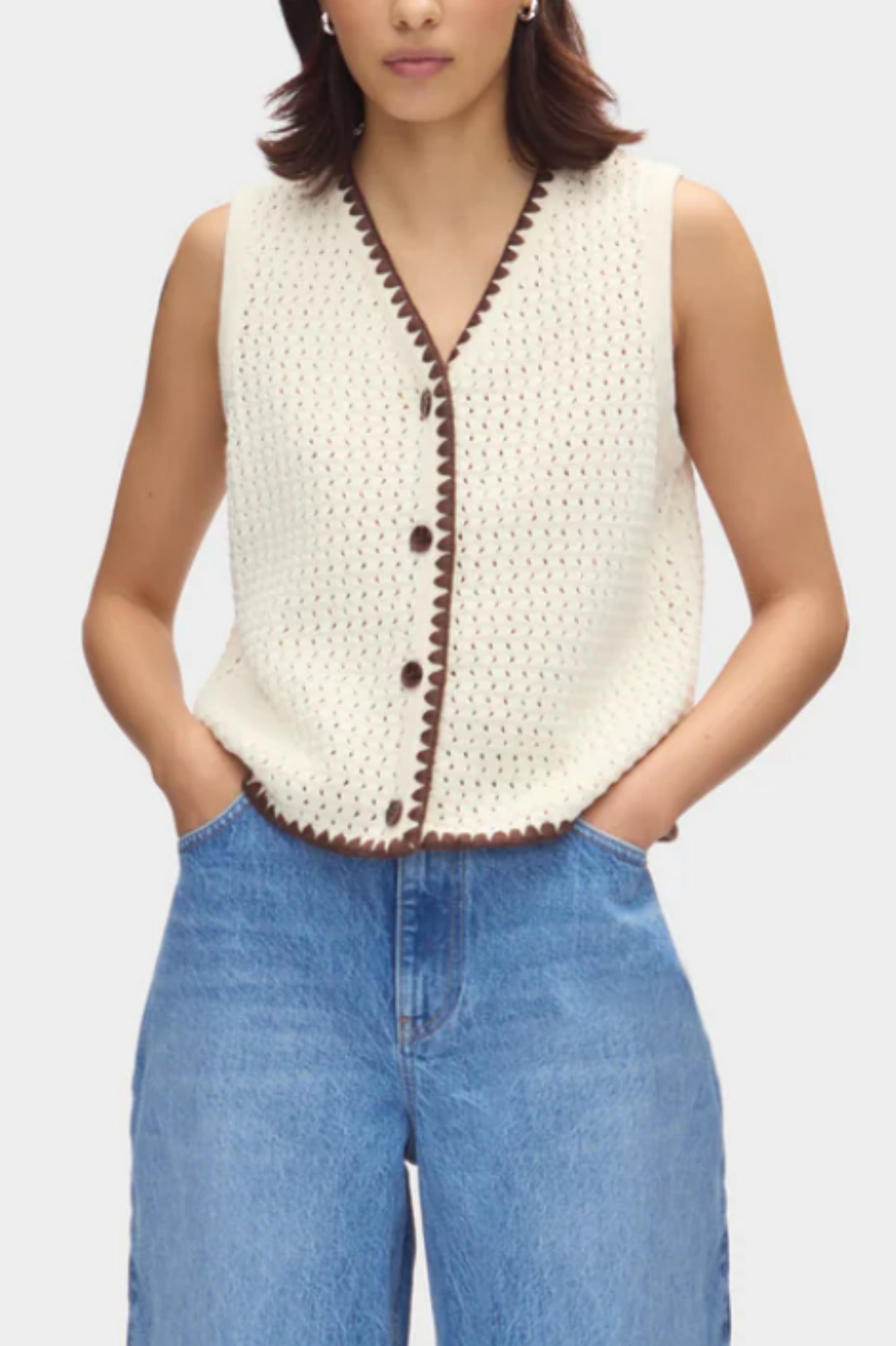Camilla Buttoned Crochet Top