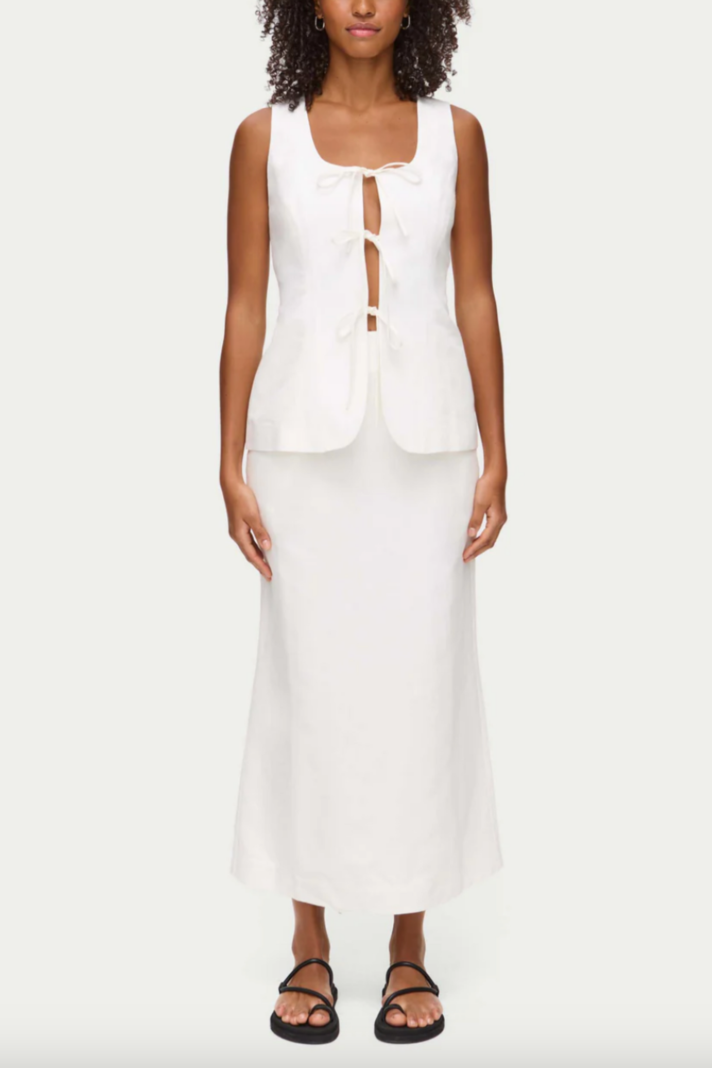 Lupin Linen Tie Waistcoat and Mia Linen Maxi Skirt