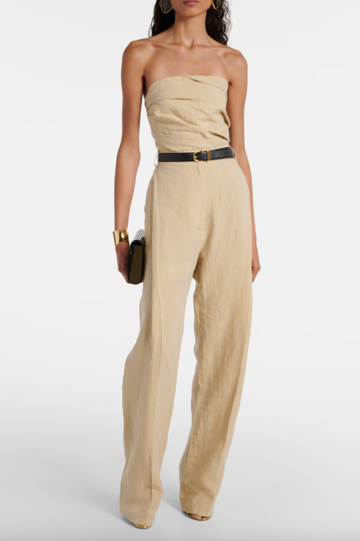 Izel Strapless Linen Top and Gabrielle High-rise Linen Wide-leg Pants