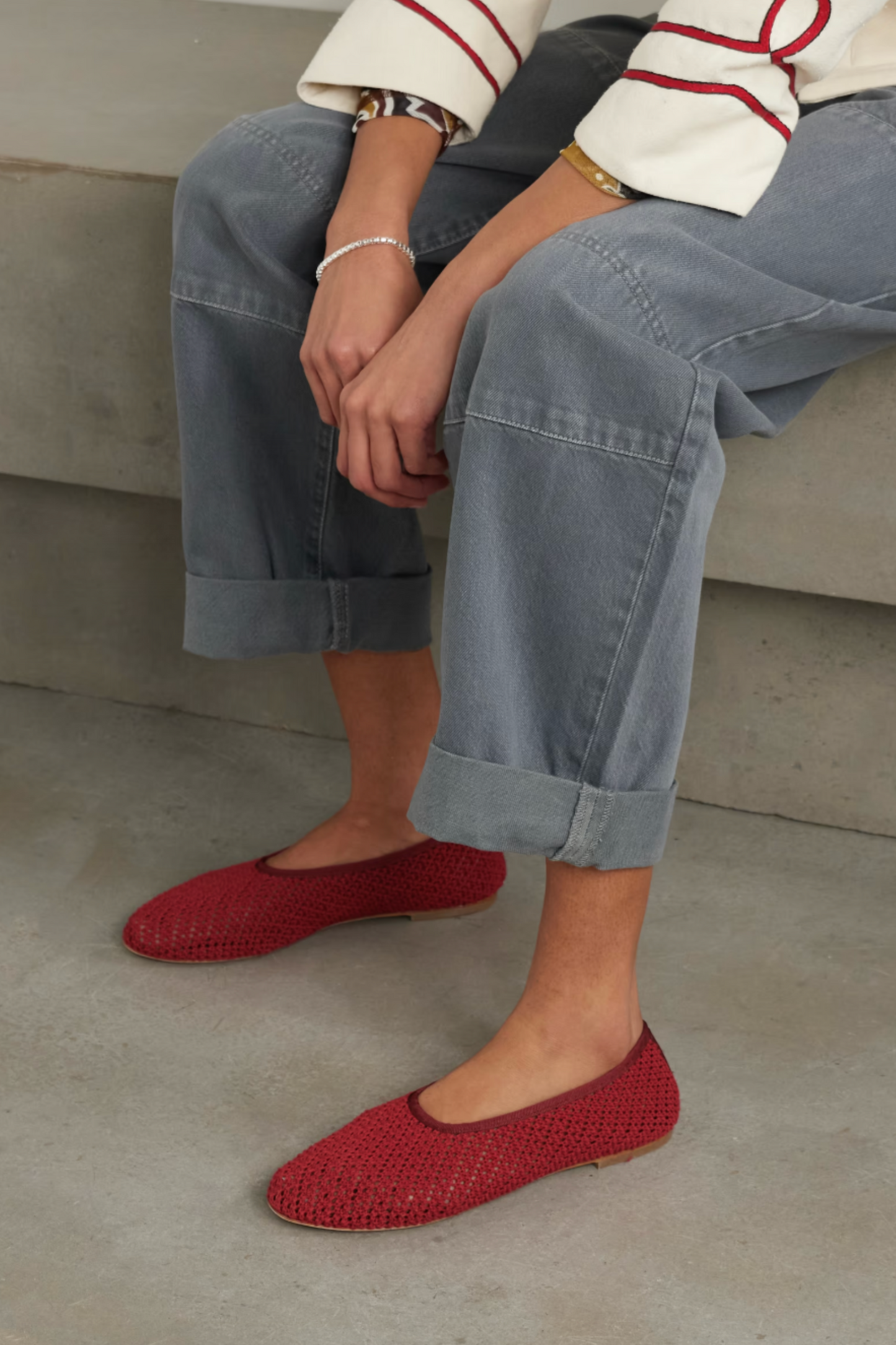 Alba Grosgrain-trimmed Crocheted Ballet Flats