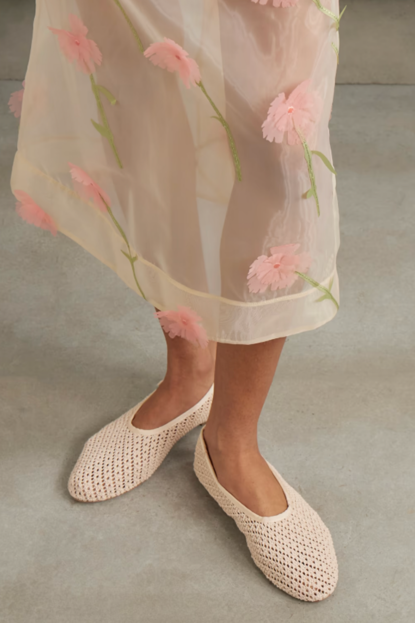 Alba Grosgrain-trimmed Crocheted Ballet Flats
