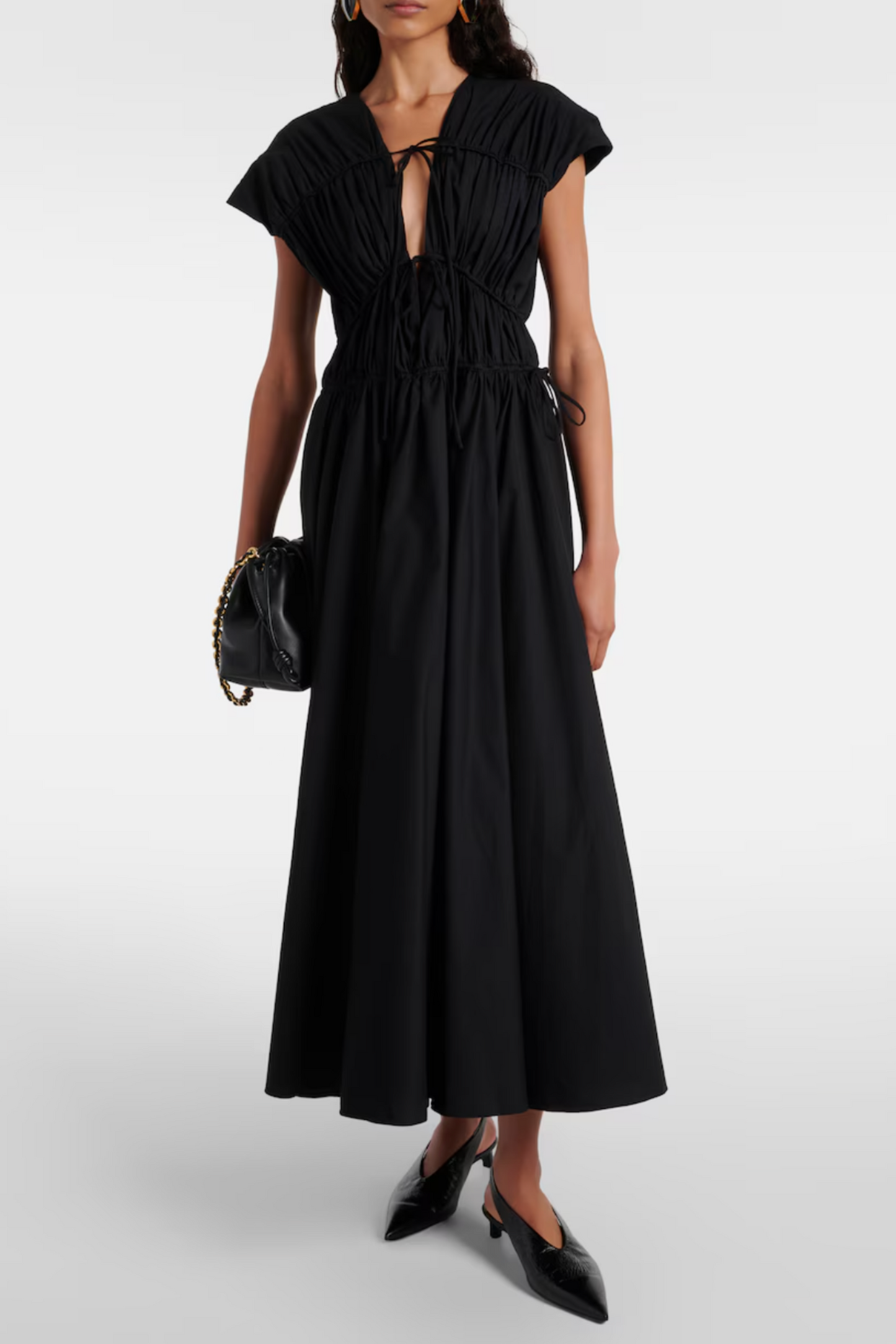 Ceres Gathered Cotton Midi Dress