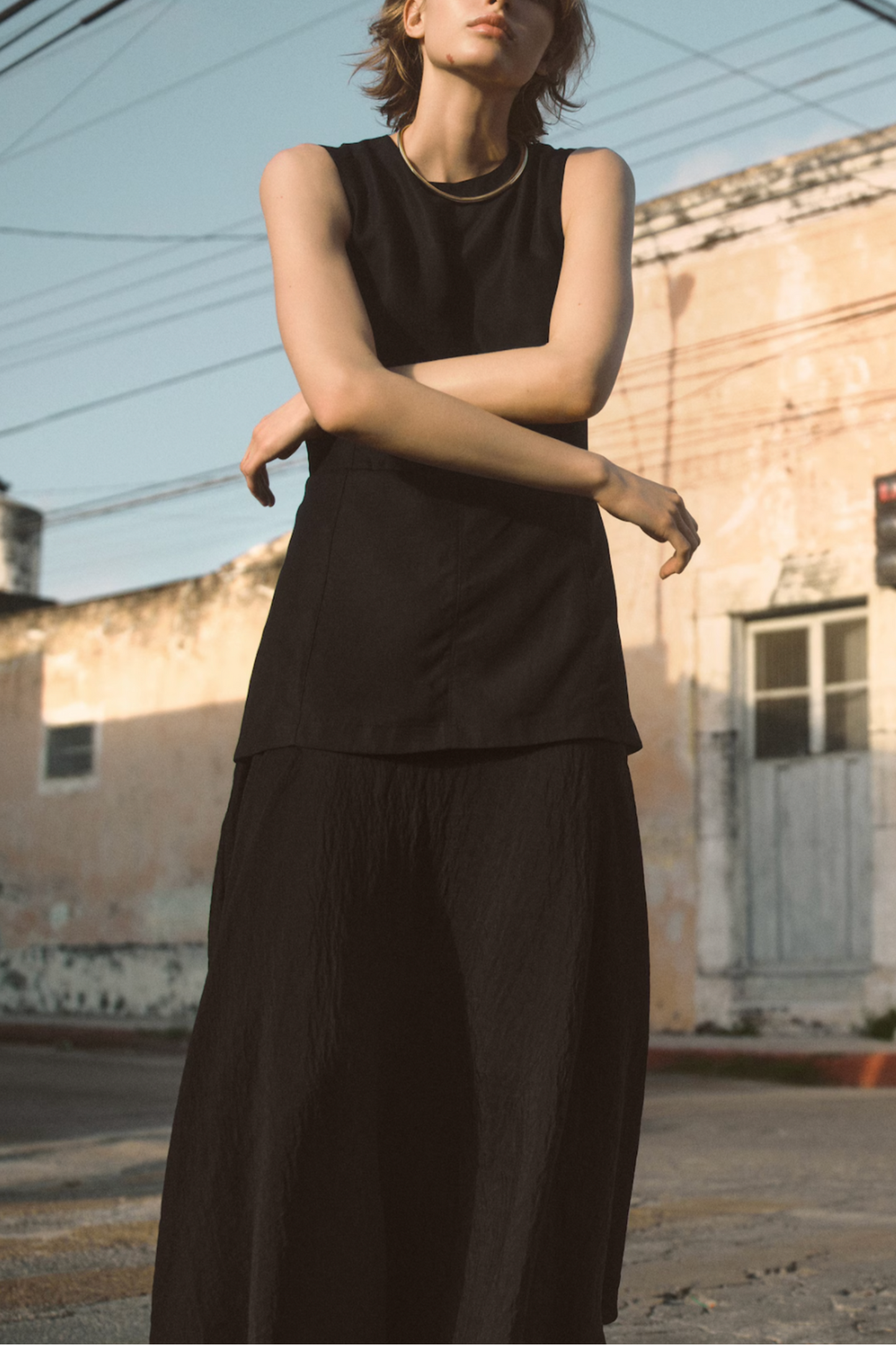 Layered Peplum Midi Dress