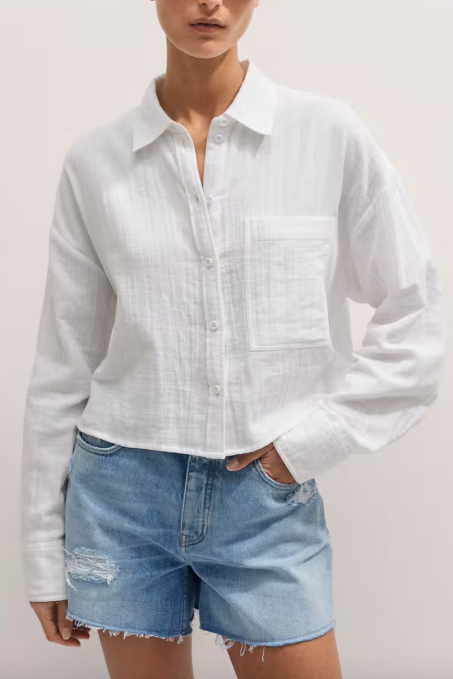 Cheesecloth Cropped Shirt