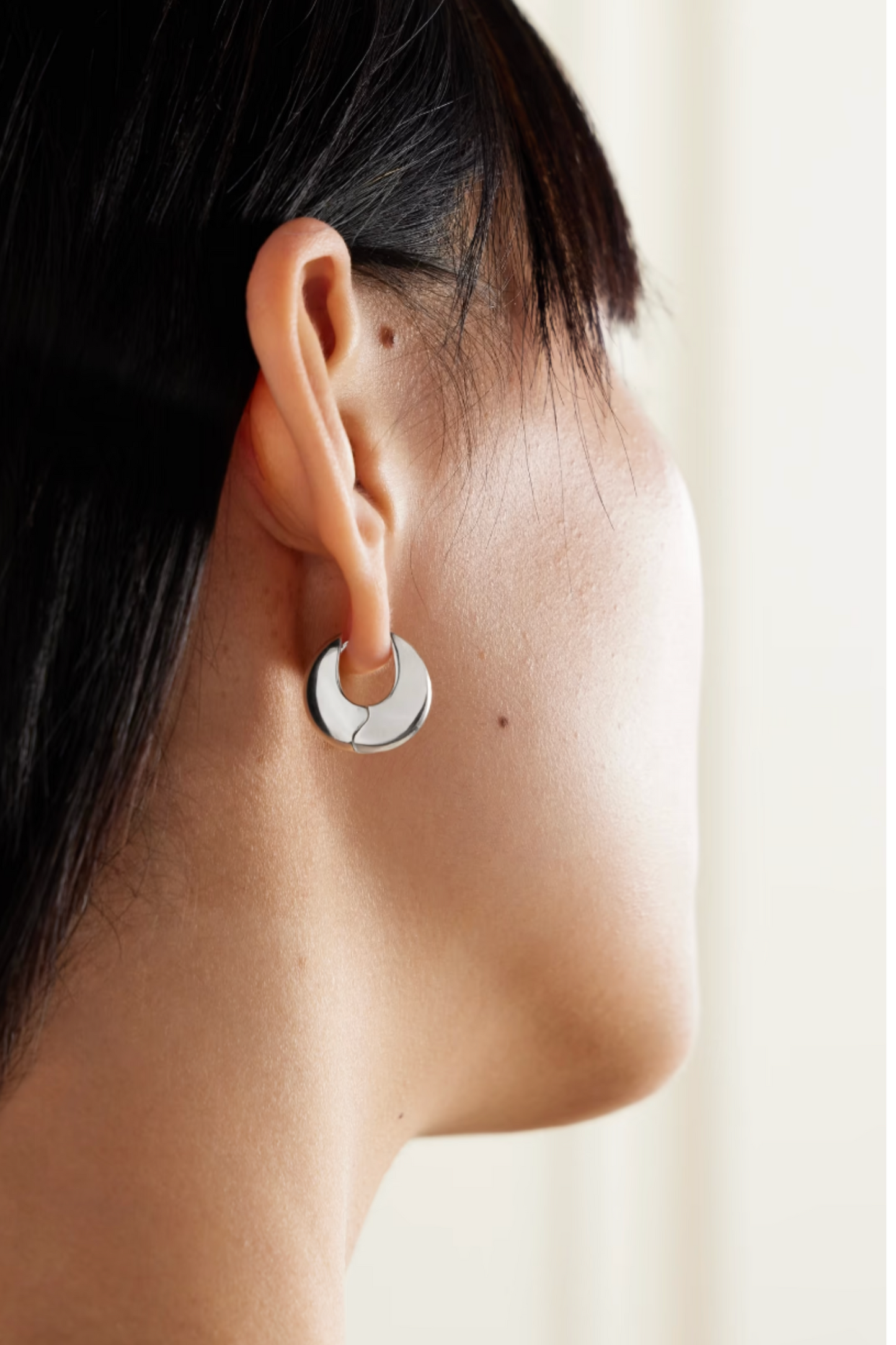 + NET SUSTAIN Bialy Large Silver Hoop Earrings