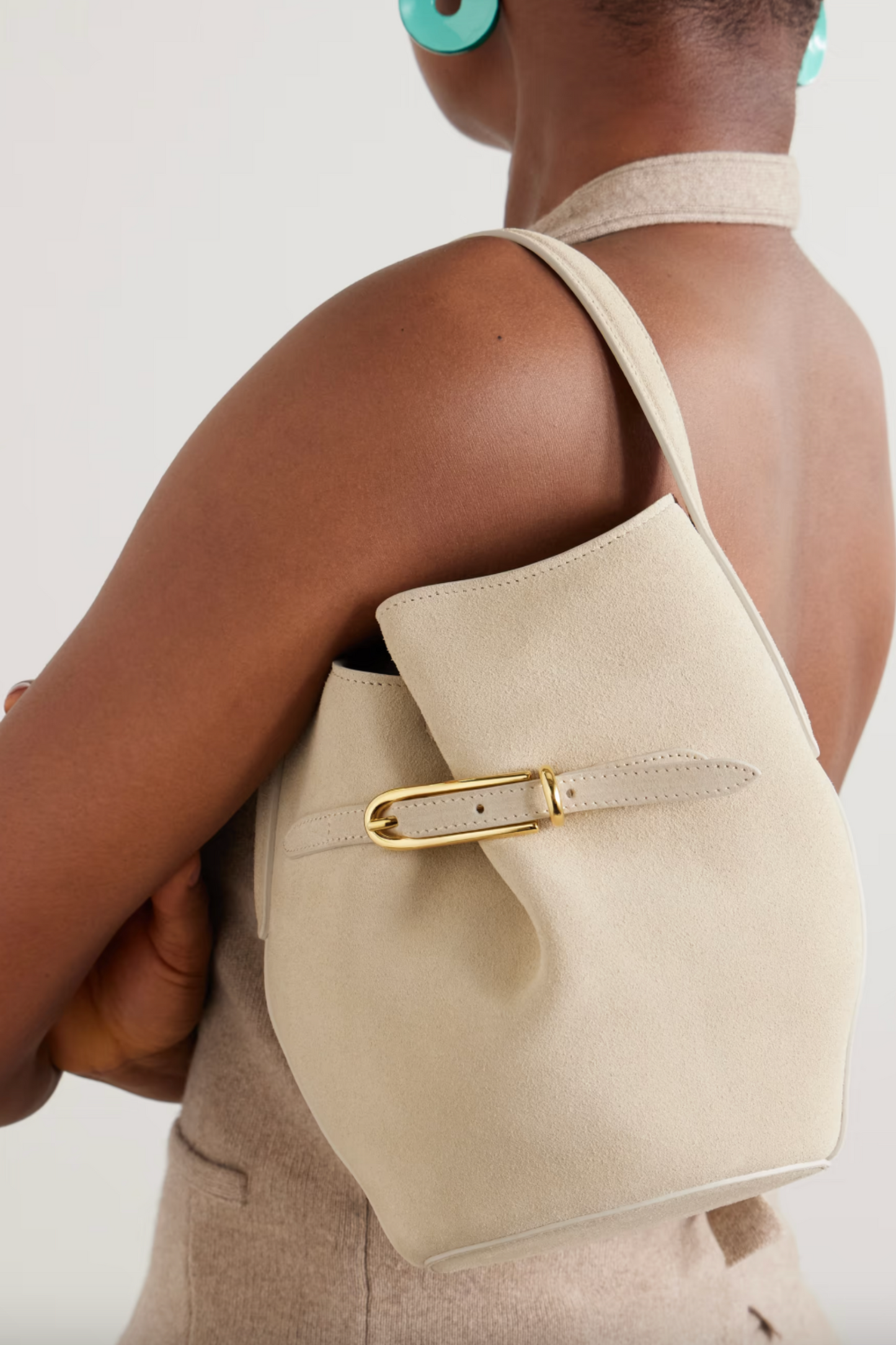 Liffner Buckled Suede Bucket Bag