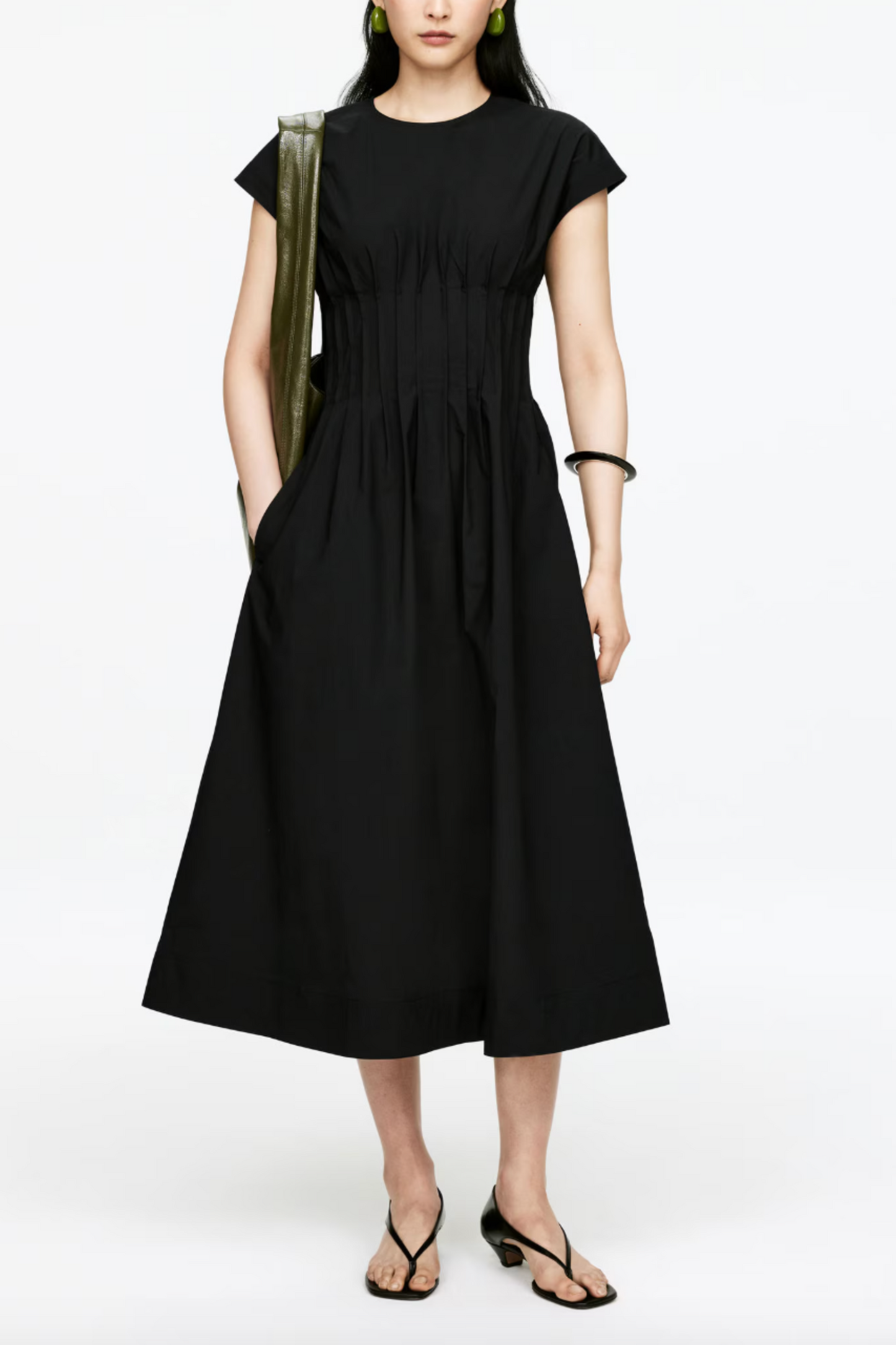 Pleated Cotton Dress