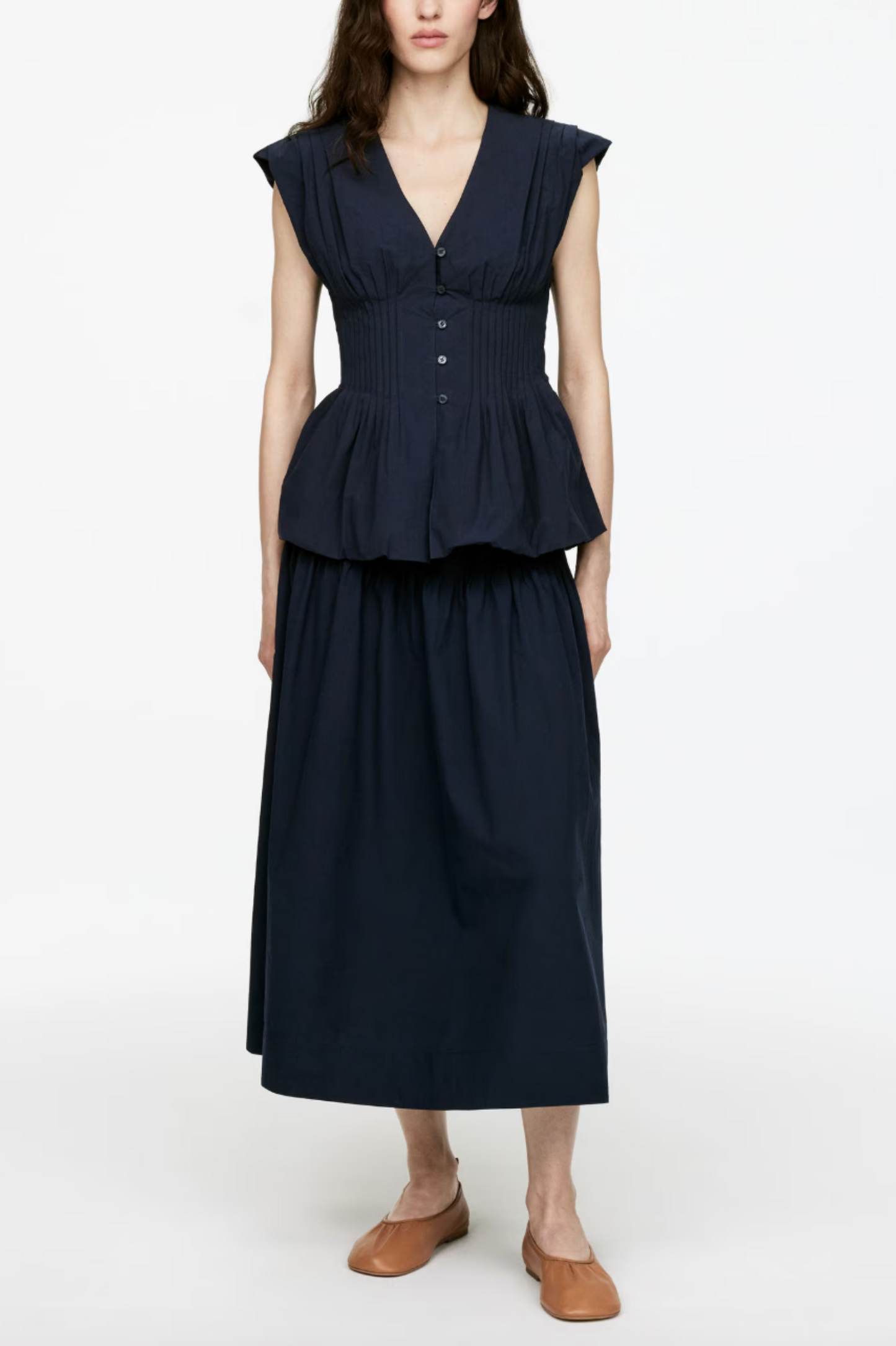 Pintuck Cotton Skirt