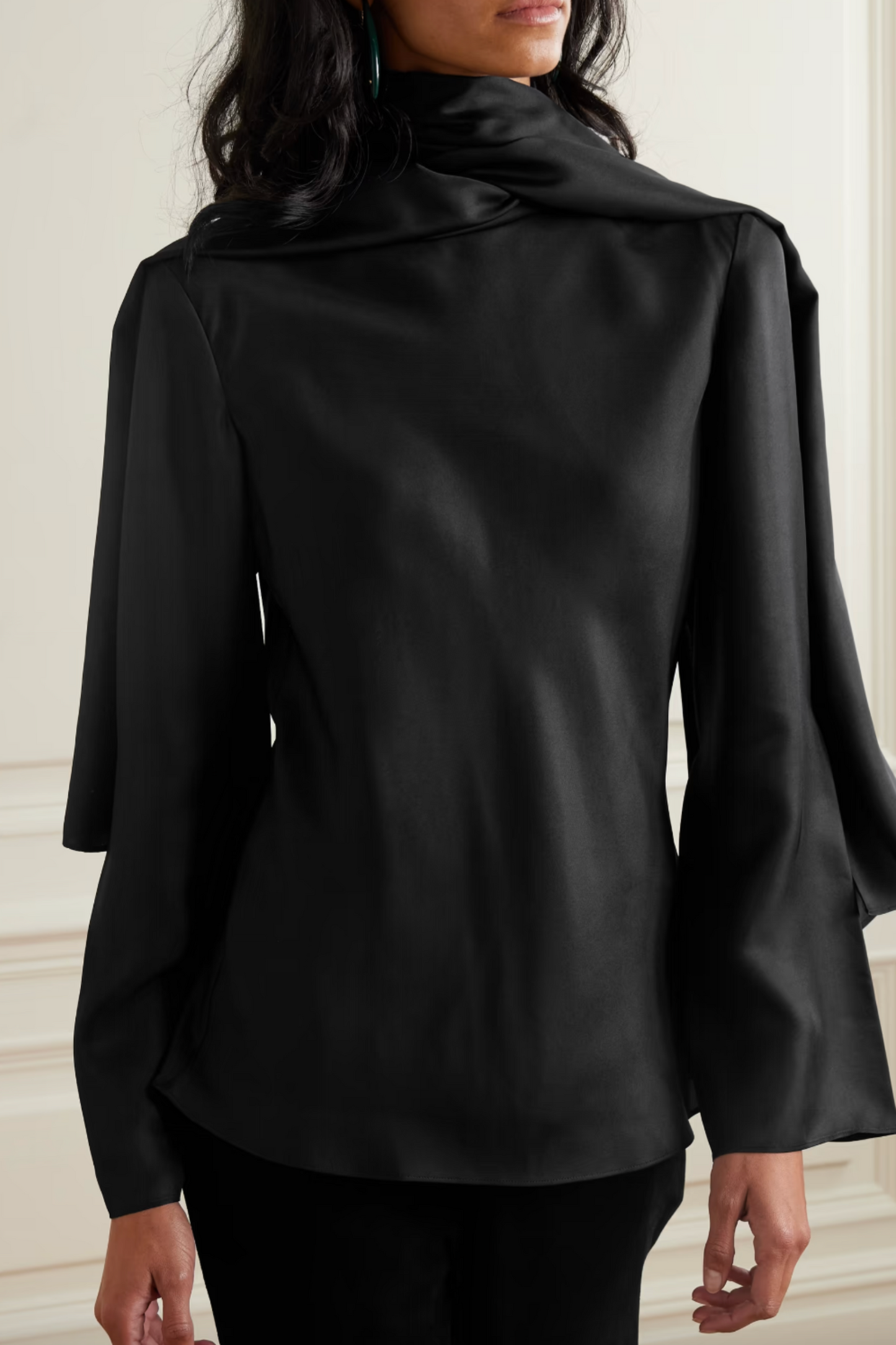 Tie-detailed Silk-satin Blouse