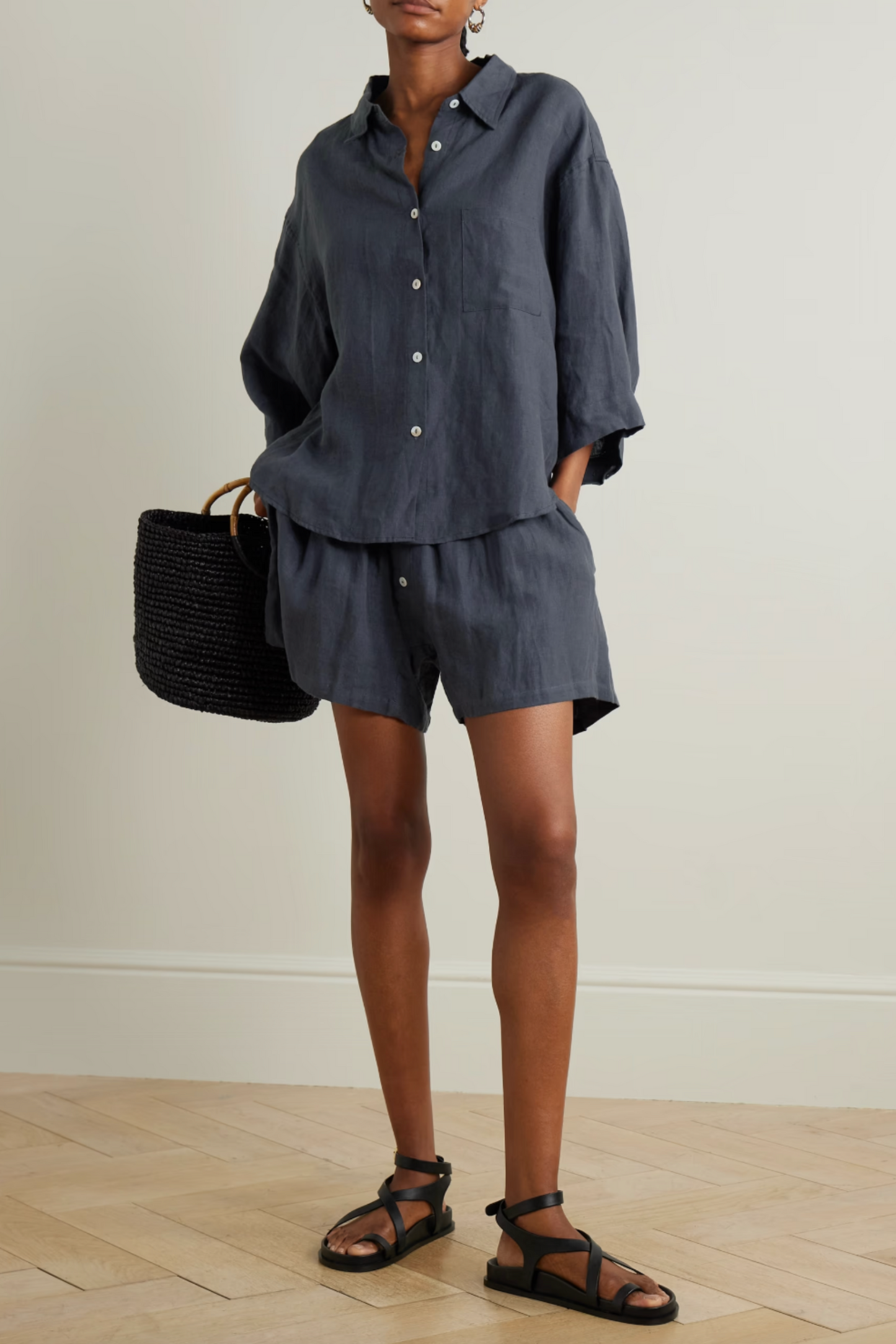 The 03 Washed-linen Shirt and Shorts Set
