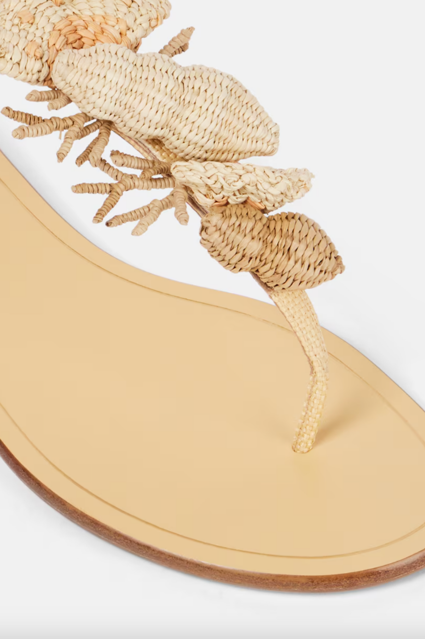 Marea Raffia-trimmed Leather Thong Sandals