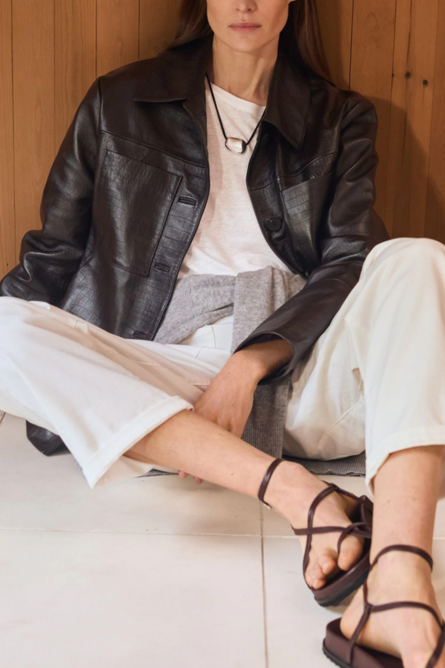 Kelly Croc Effect Leather Jacket