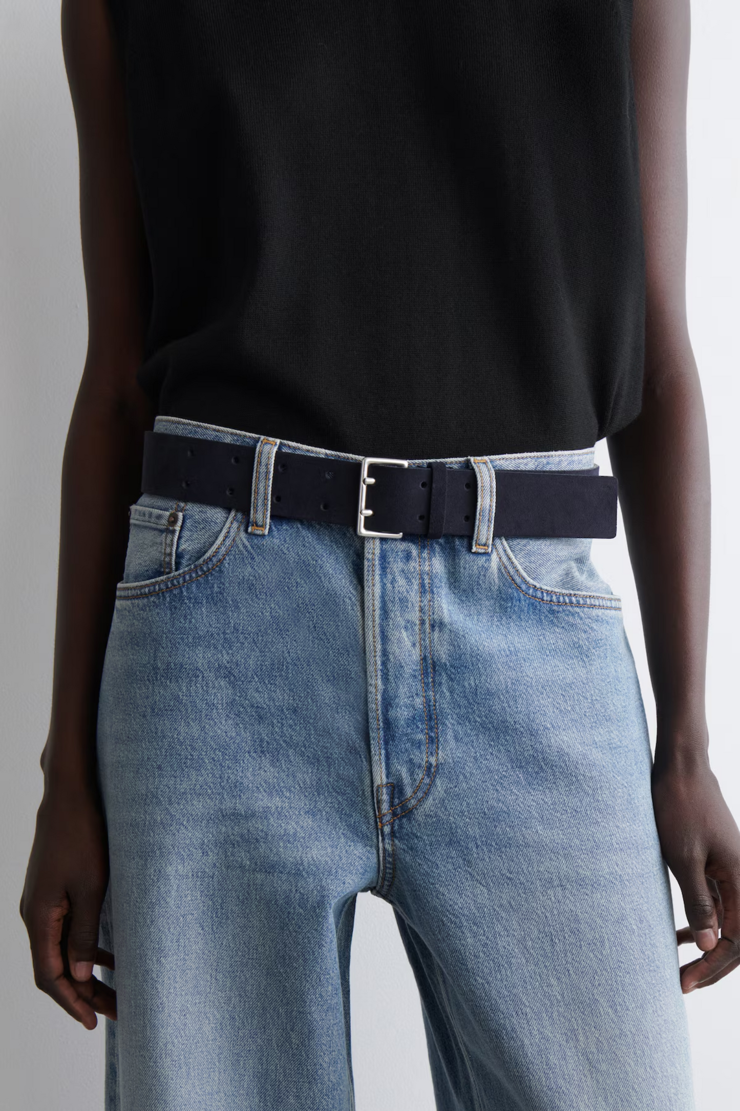 Double-Prong Suede Belt
