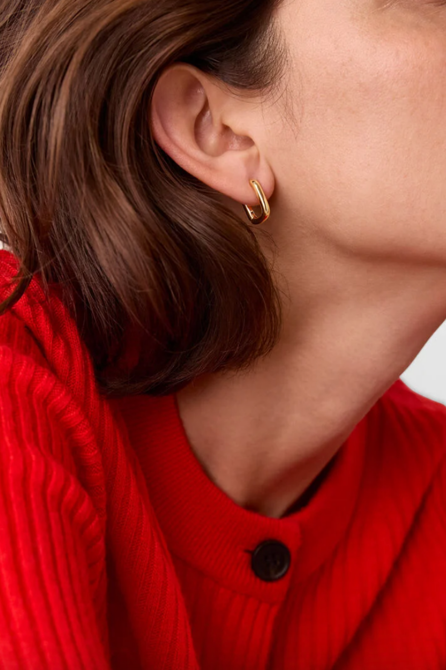 Gold Rectangular Huggie Earring