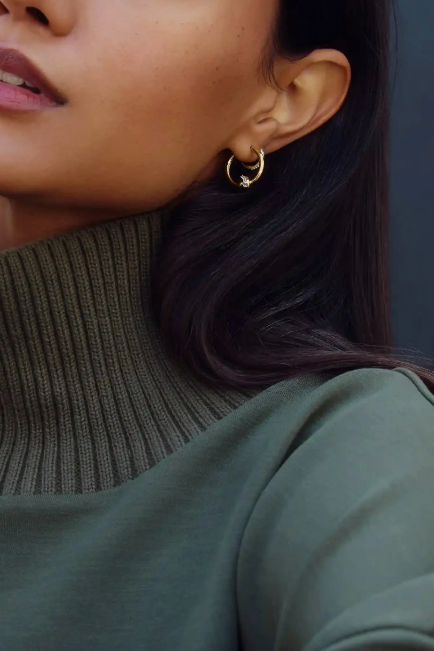 Lucy Williams Pavé Knot Small Hoop Earrings