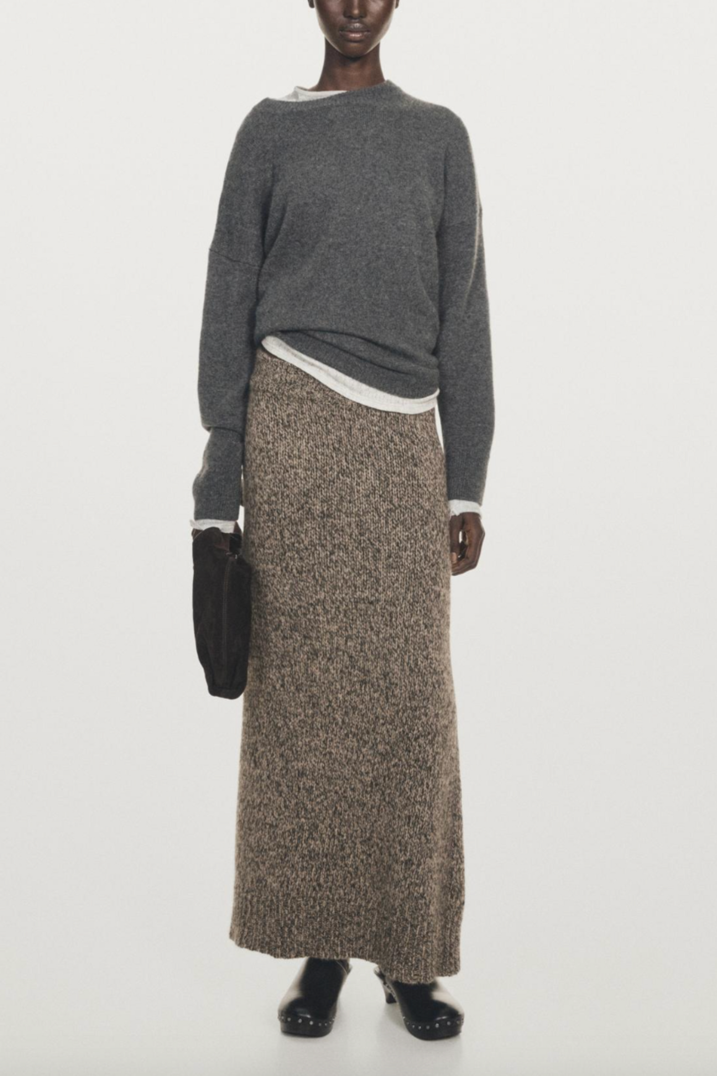 100% Cashmere Knit Midi Skirt