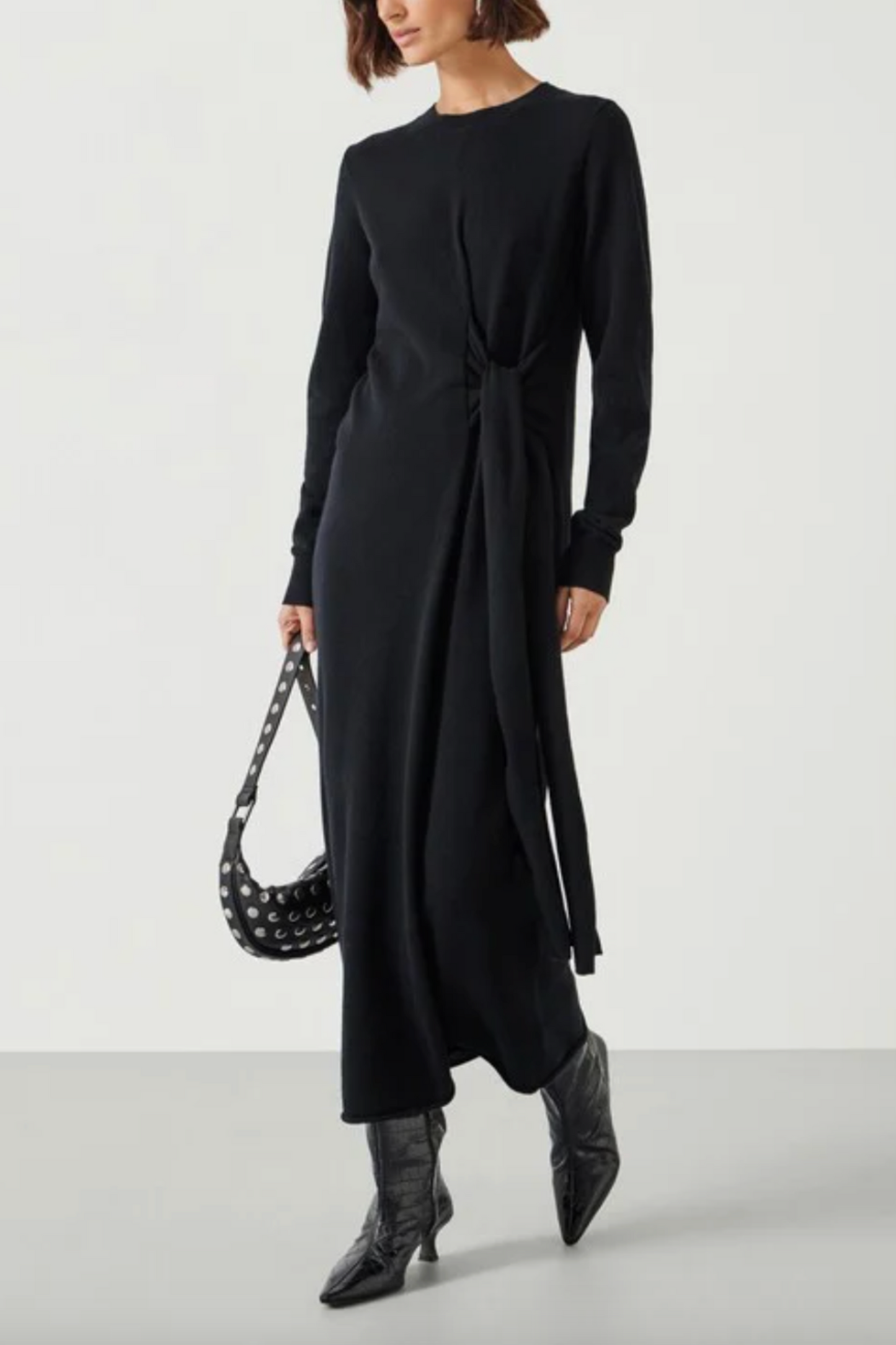 Tilly Tie Waist Merino Wool Midi Dress