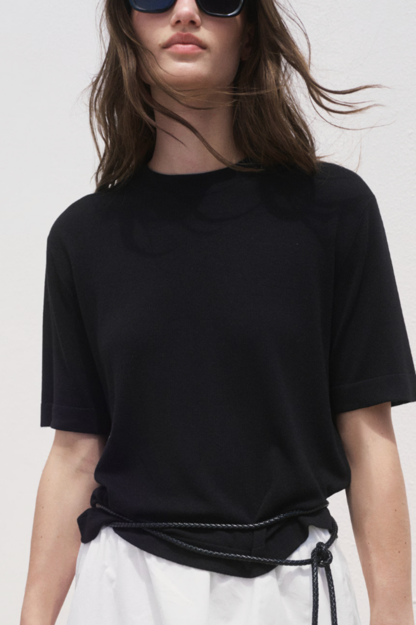 Short-sleeved Fine-knit Sweater