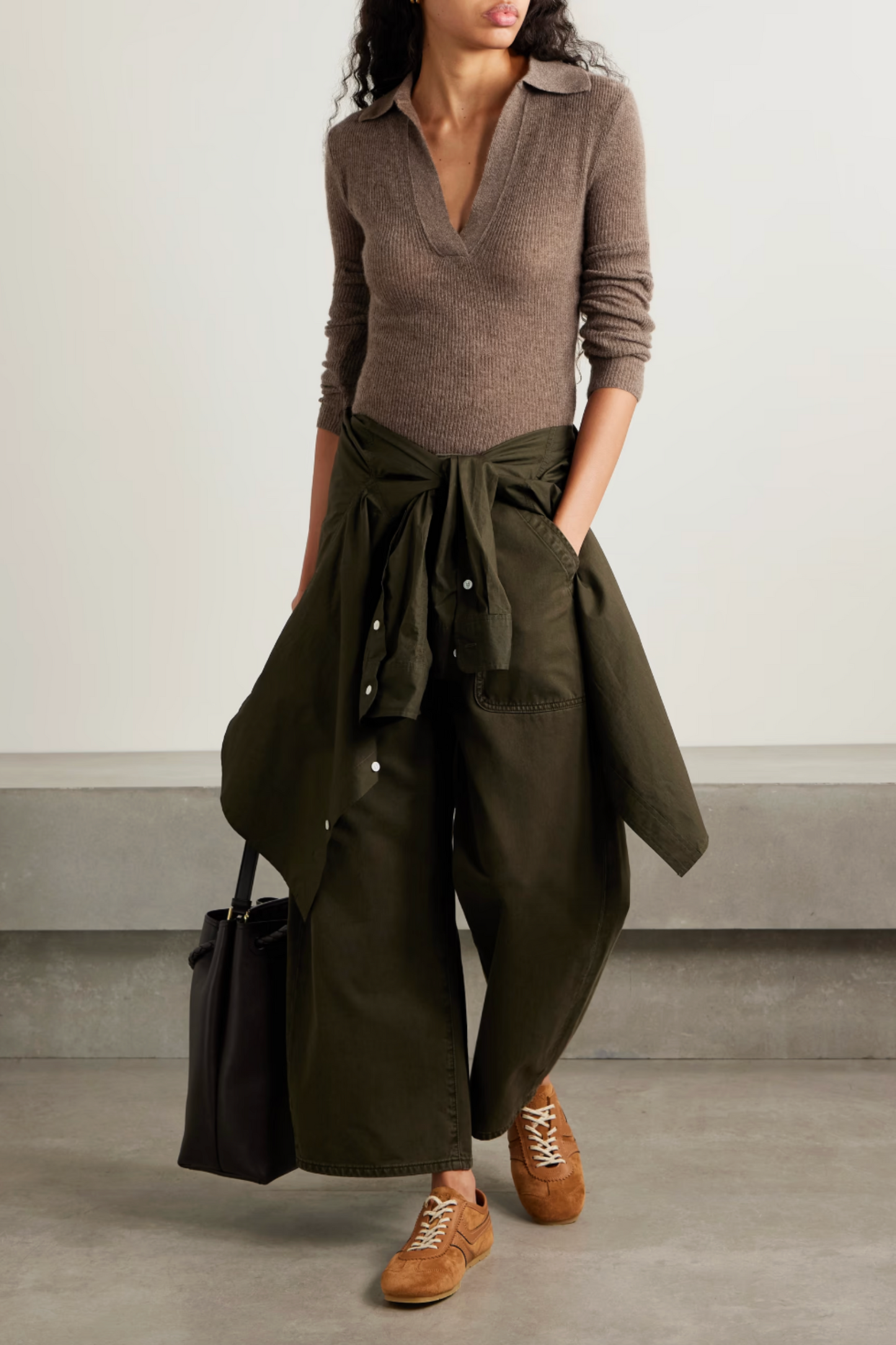Simone Ribbed Wool and Cashmere-blend Polo Sweater
