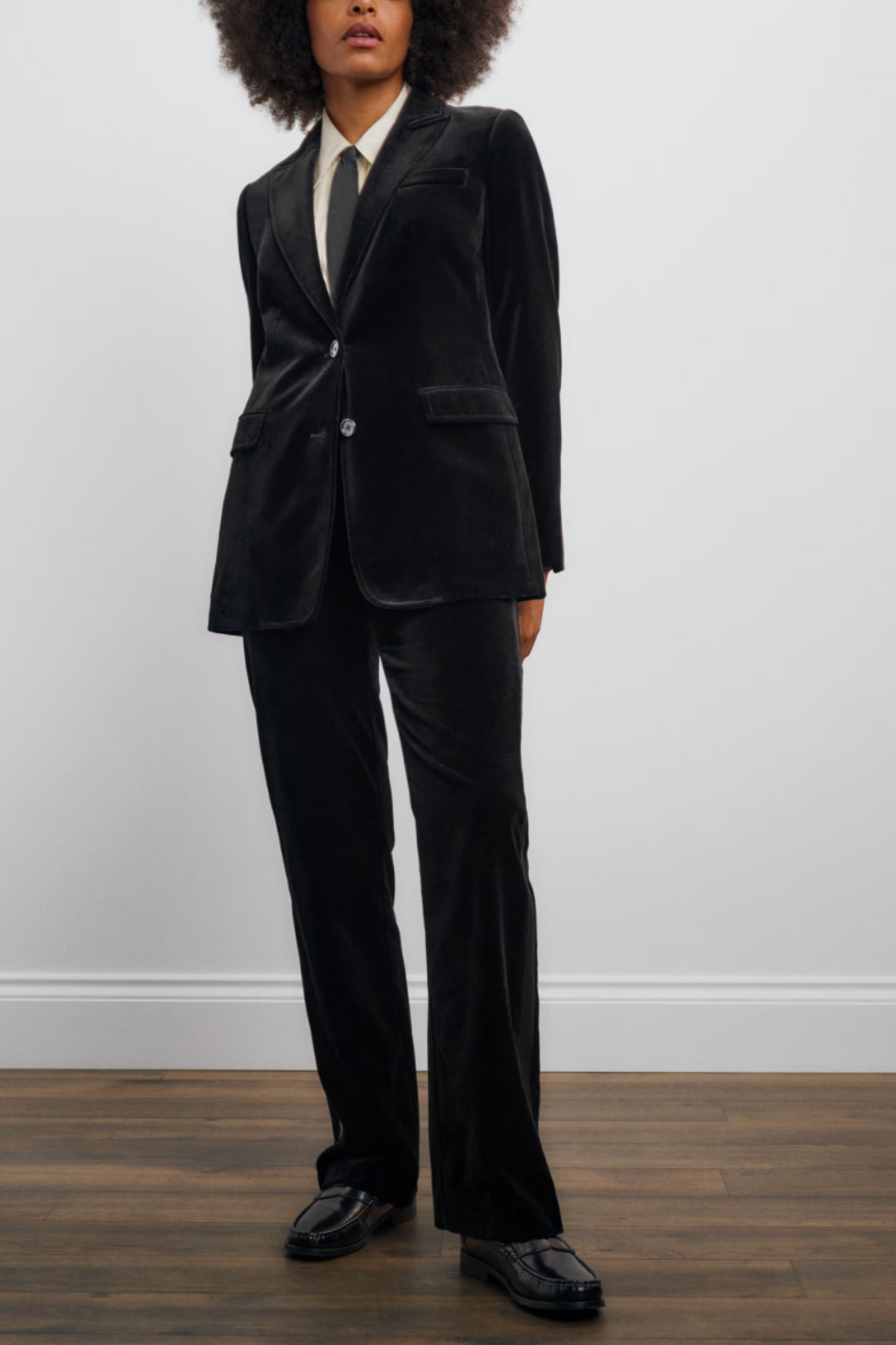 Velvet Tailored Blazer and Straight Leg Trousers