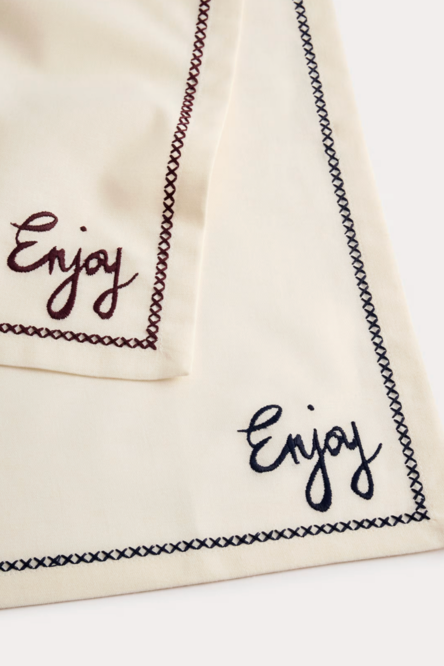 Set of 4 Cotton with Linen Enjoy Napkins