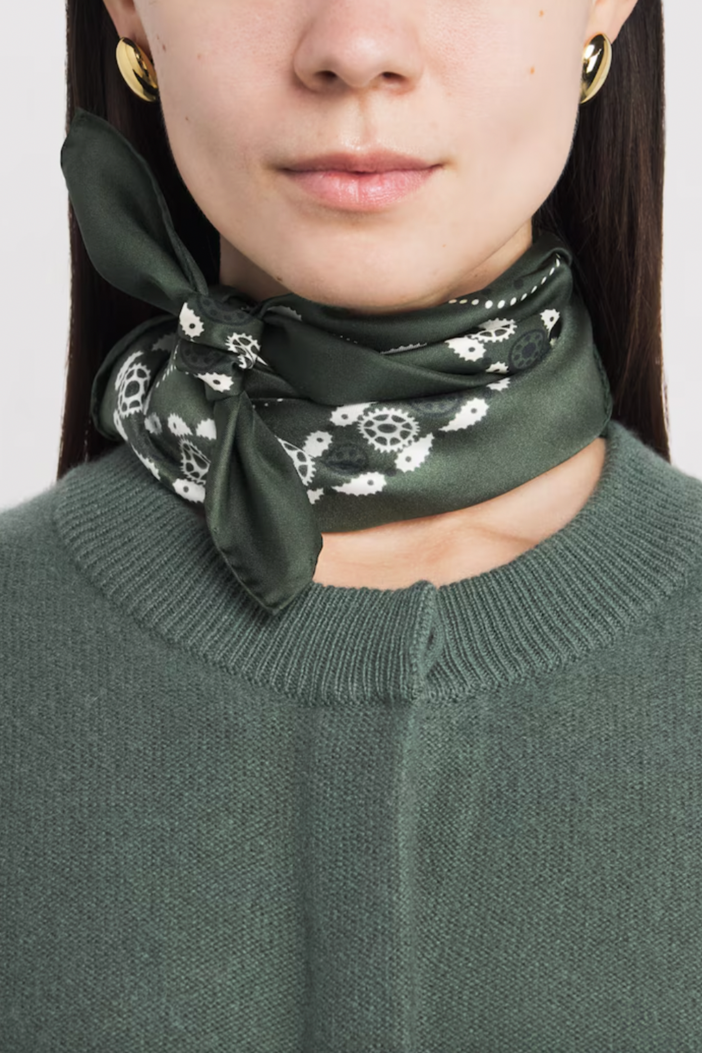 Green Silk Paisley Print Scarf