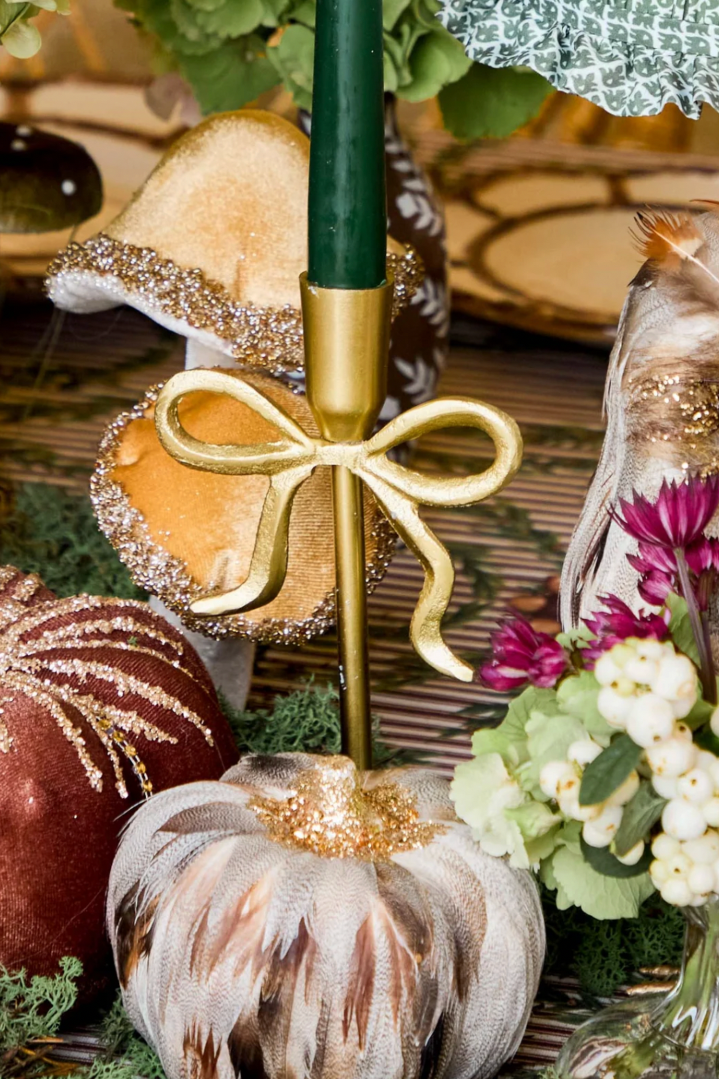 Gold Bow Candle Holder