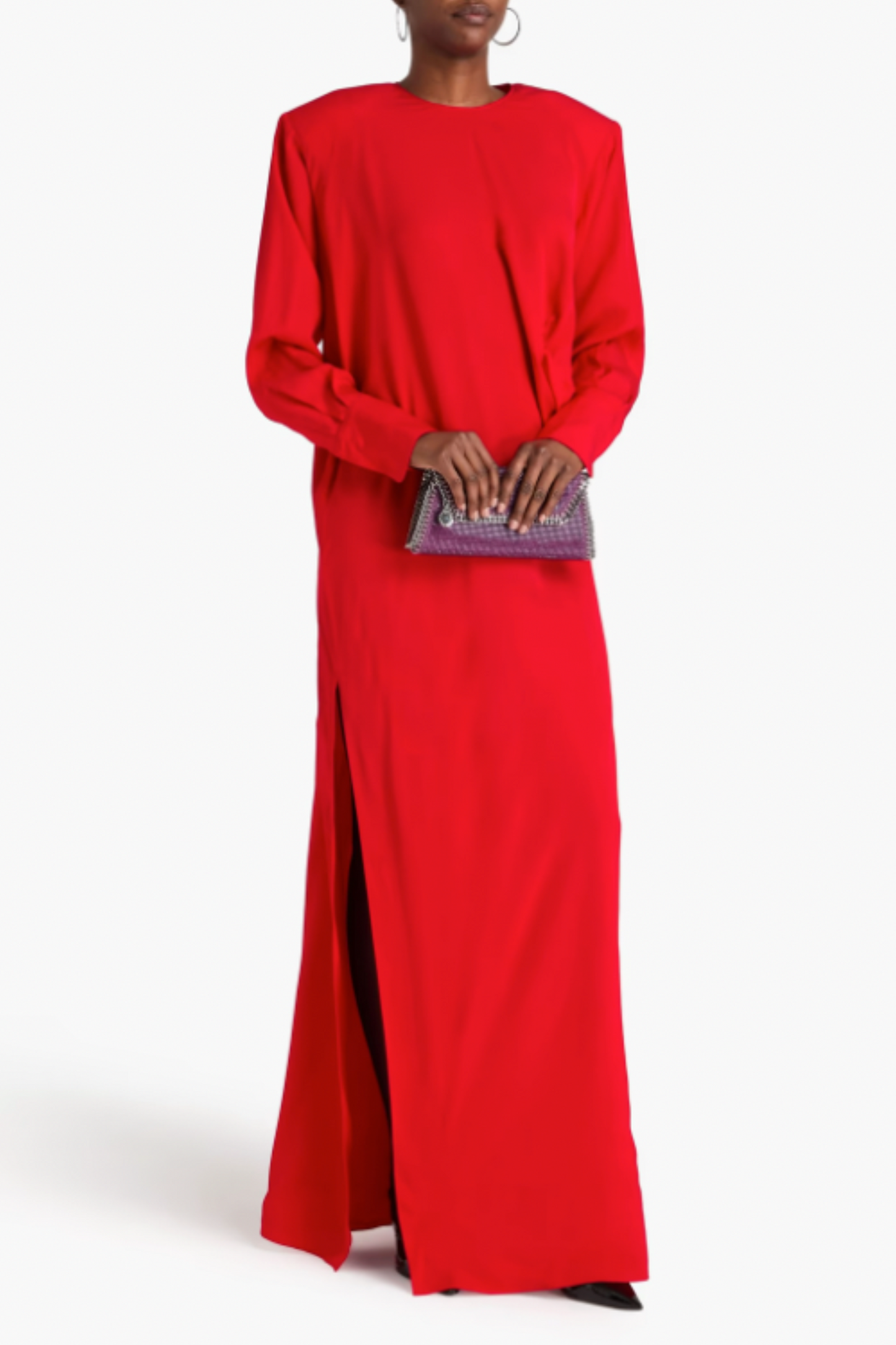 Pleated Crepe Maxi Dress