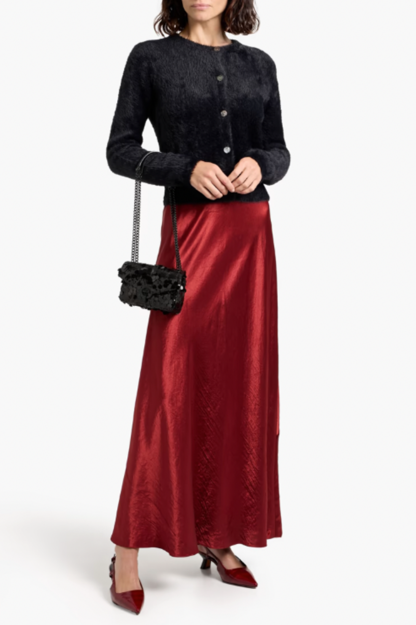 Crinkled-Satin Maxi Skirt